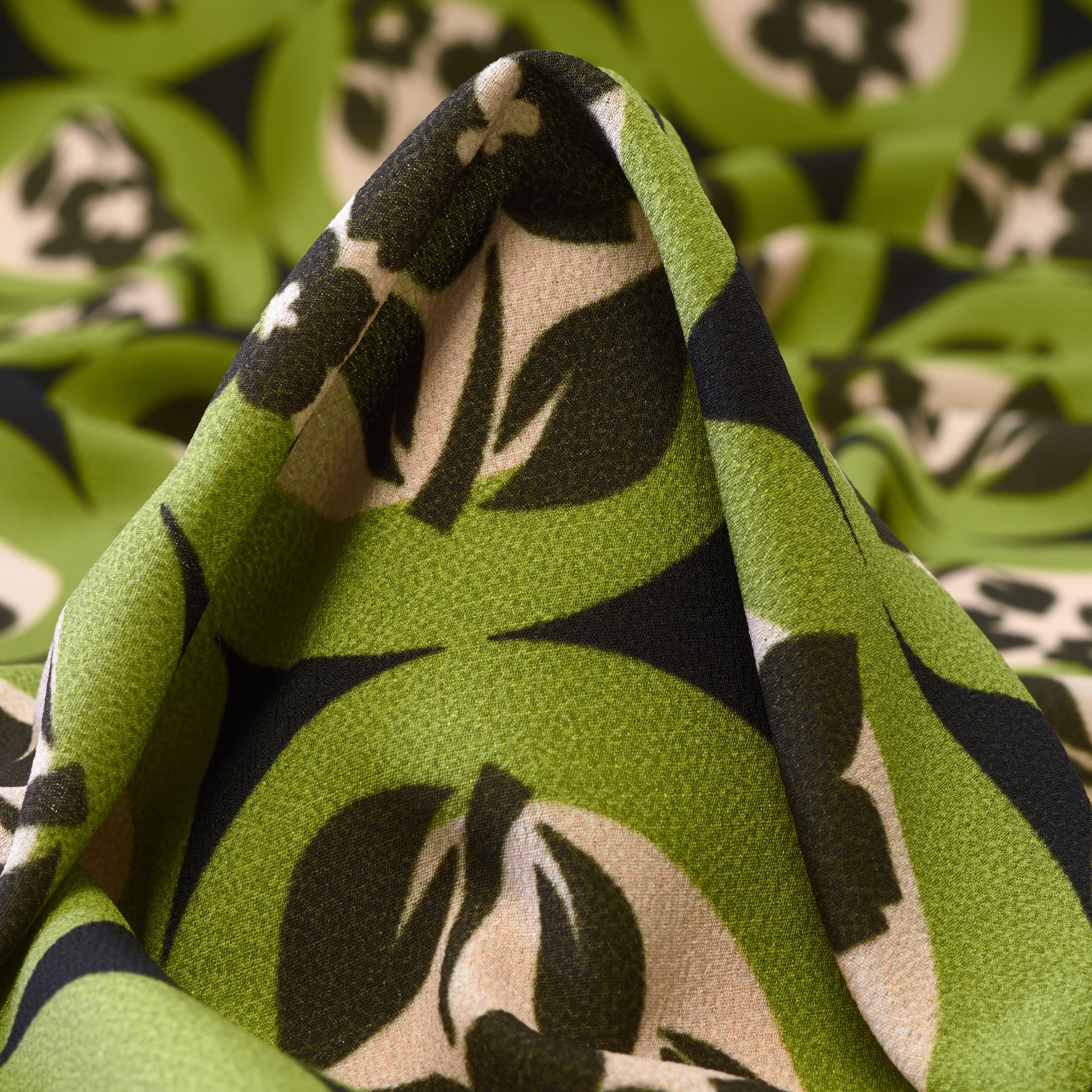 CRÊPE DE CHINE, FLORAL, GREENERY