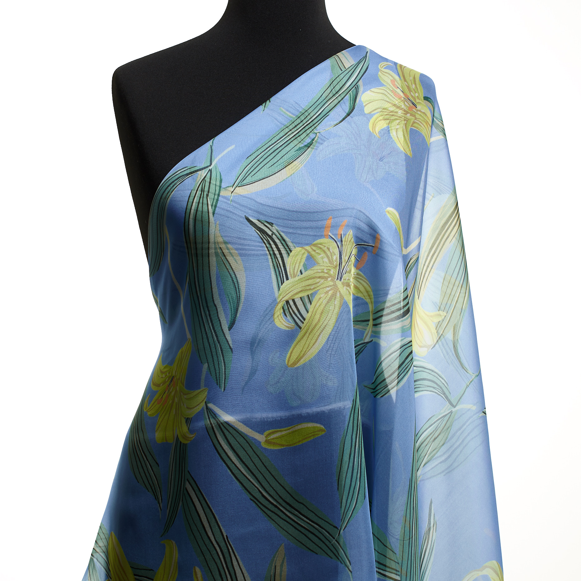 CHIFFON, VISCOSE, PRINTED, AIRY BLUE&TENDER YELLOW (F000049271) - Mannequin