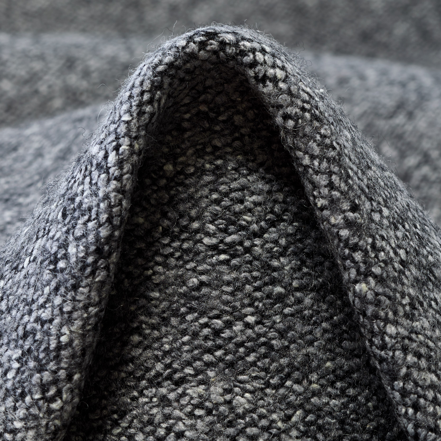 BOUCLÉ, DOUBLE, WOOL BLEND, CHARCOAL GRAY (F000043147)