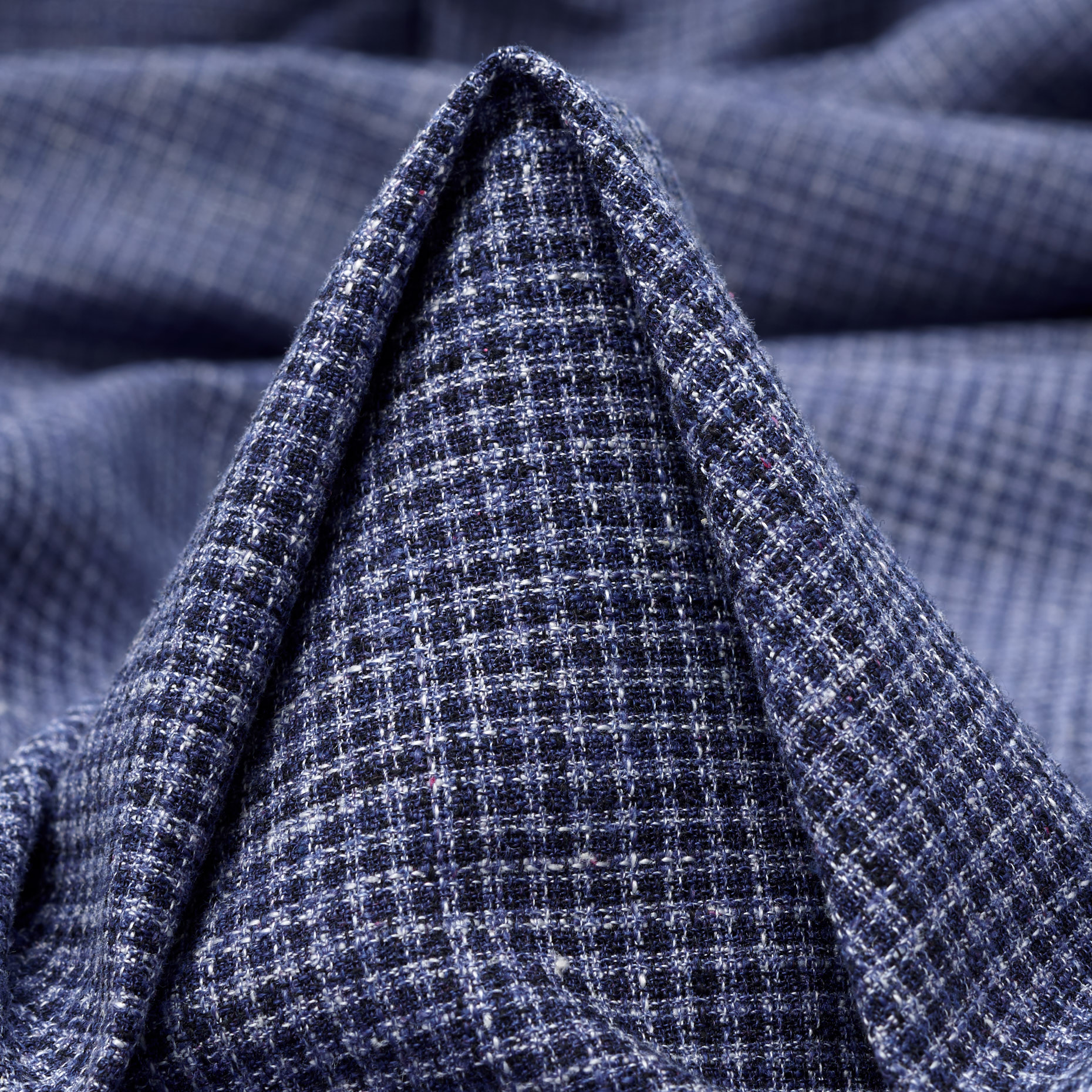 COTTON, LINEN, MICRO DESIGN, NAVY BLUE (F000037818)