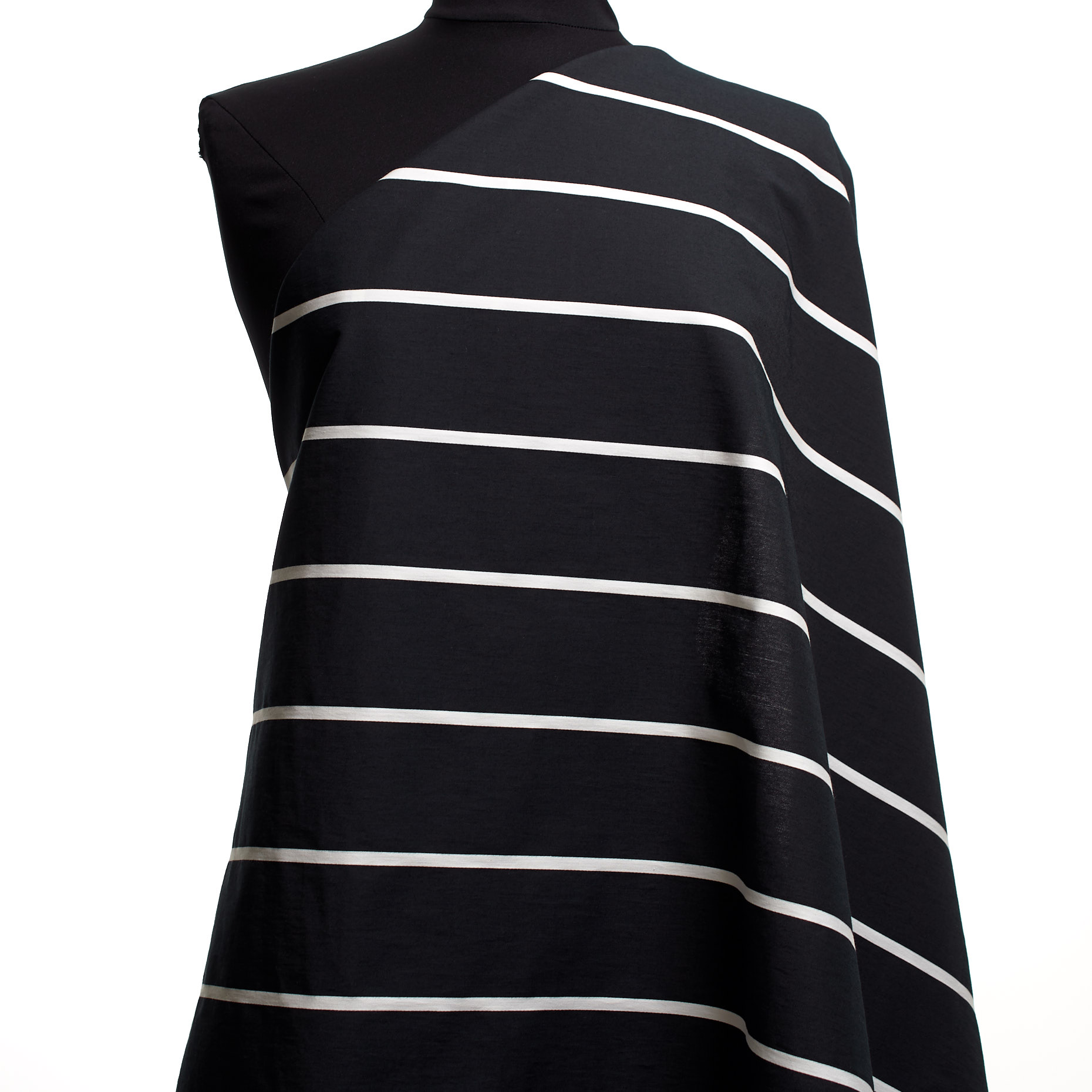 Twill, Bawełna, Paski, Midnight Blue&Snow White (F000043363) - Manekin