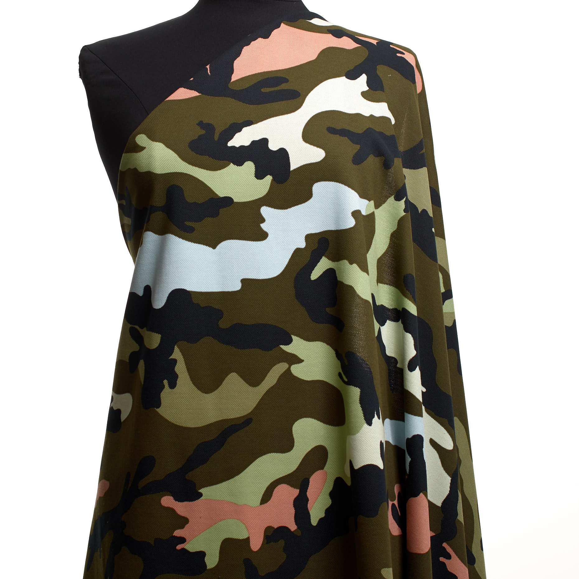 Piqué, Coton, Camouflage, Burnt Olive&Lettuce Green (F000038181) - Mannequin