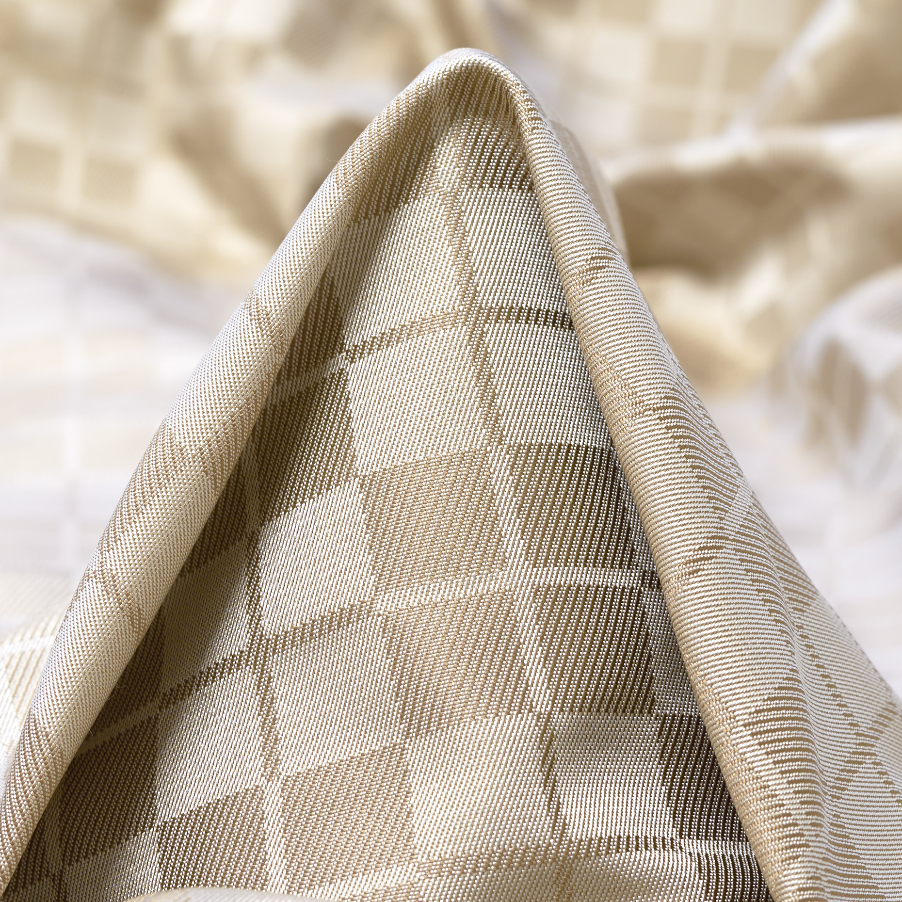 SILK, JACQUARD, CHECK, TAUPE (F000008713)
