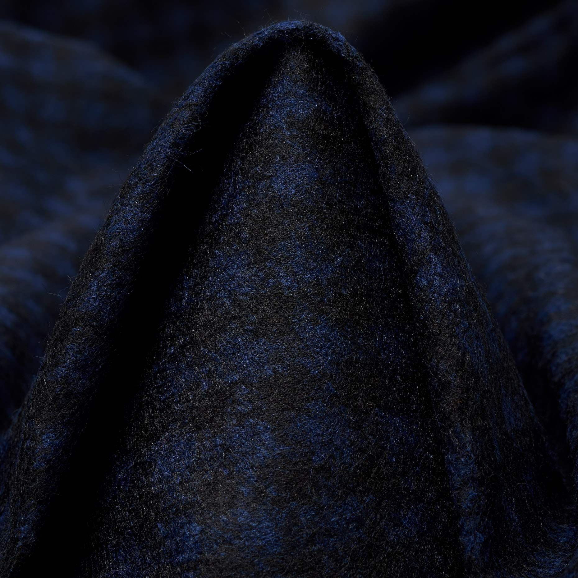 Трикотаж, Шерсть Смесовая, Клетка, True Navy&Raven Black (F000044290)