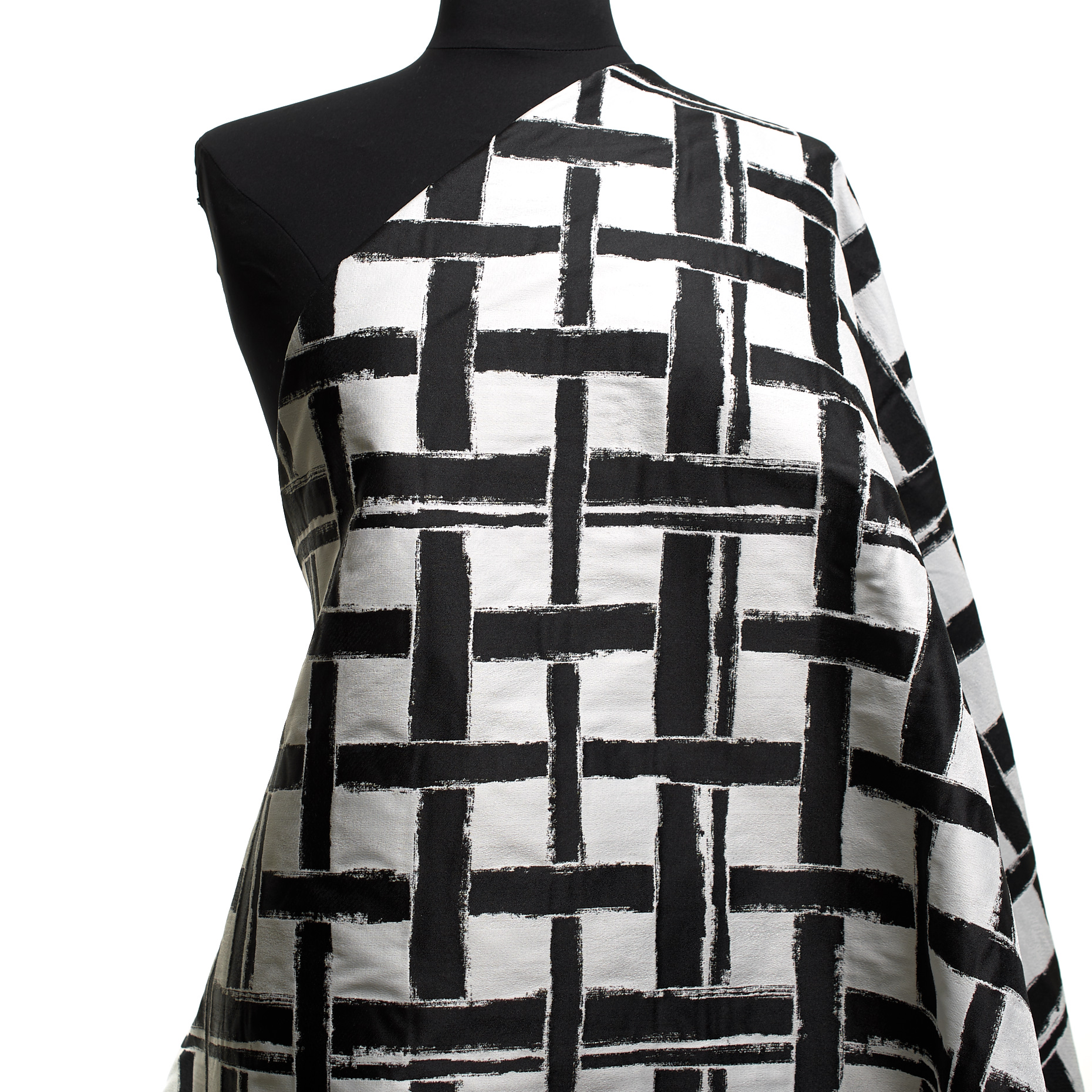 Żakard, Kratka, Raven Black&Snow White (F000015497) - Manekin