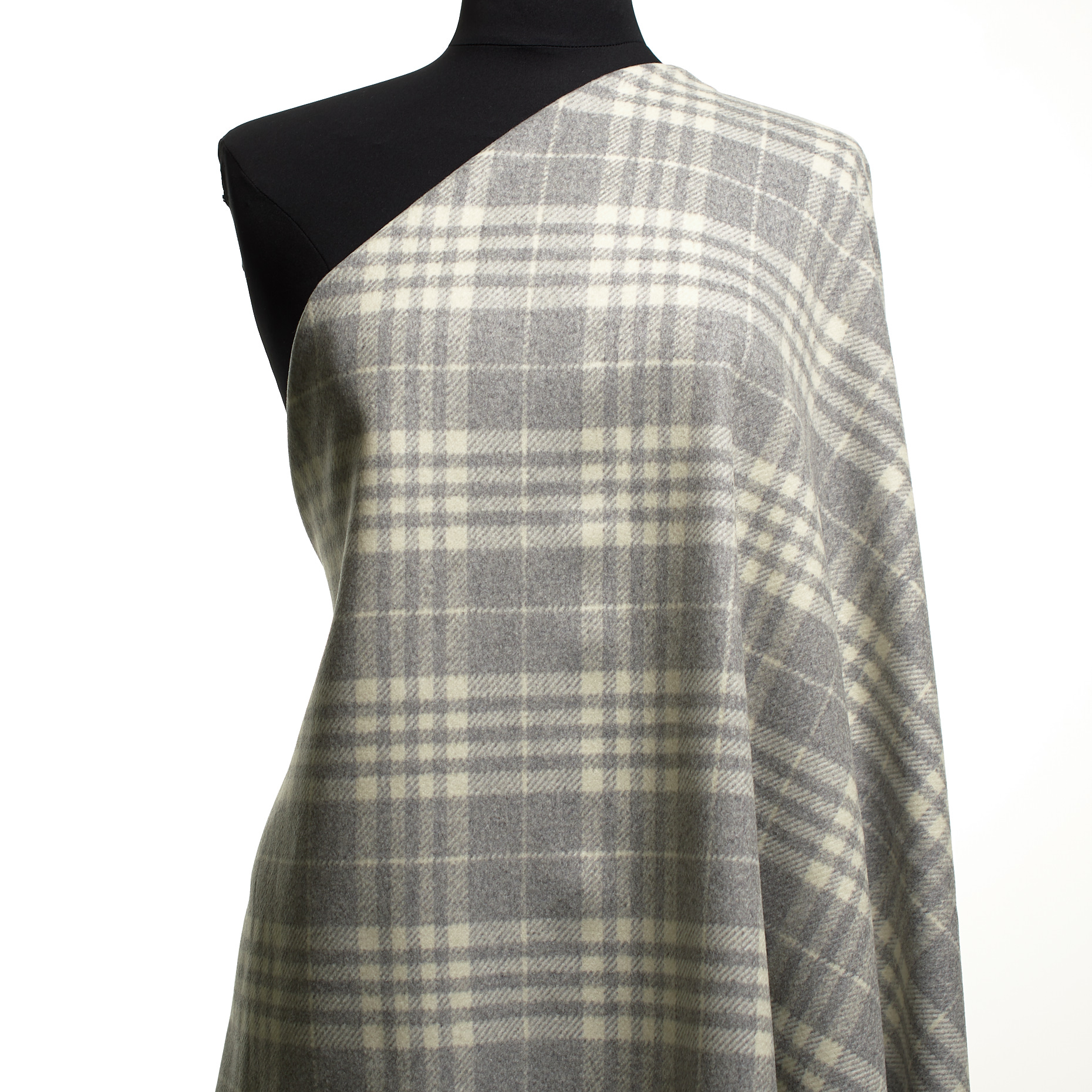 BOILED WOOL, CHECK, ANTIQUE WHITE&SHARKSKIN (F000047464) - Mannequin