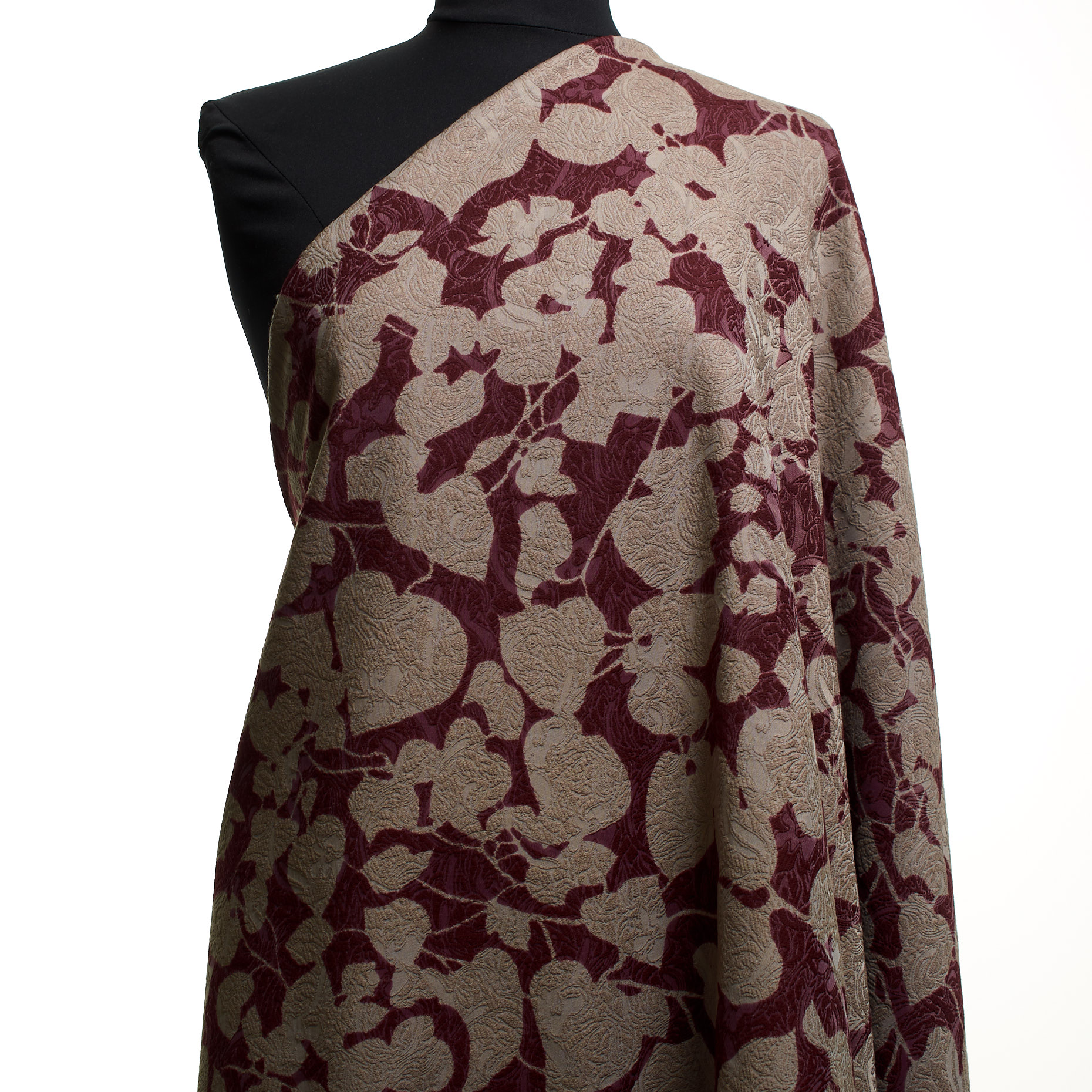 Żakard, Elastyczna bawełna, Kwiatowy, Port Royal&Taupe (F000017923) - Manekin