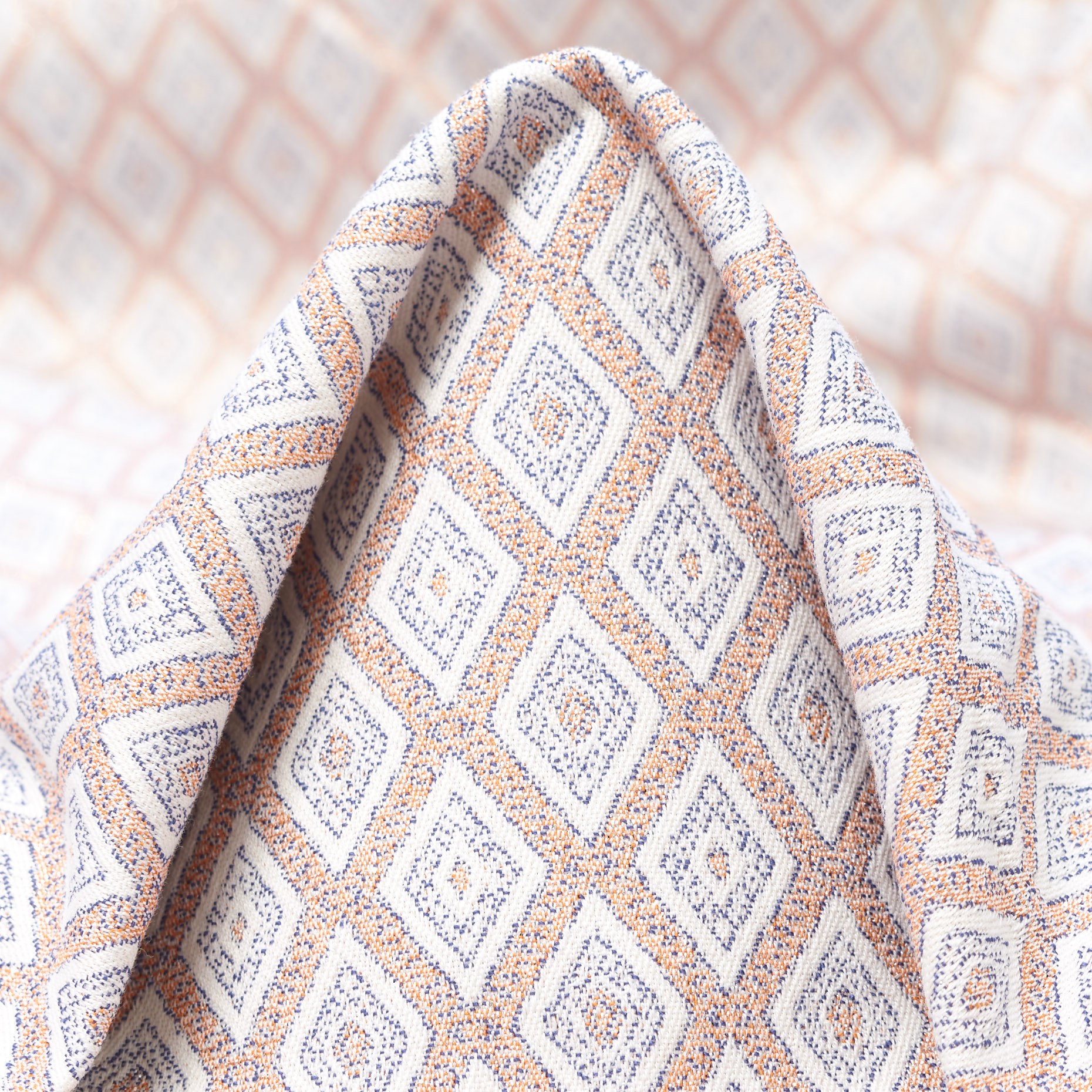 Żakard, Stretch, Lotus Pink&Ivory