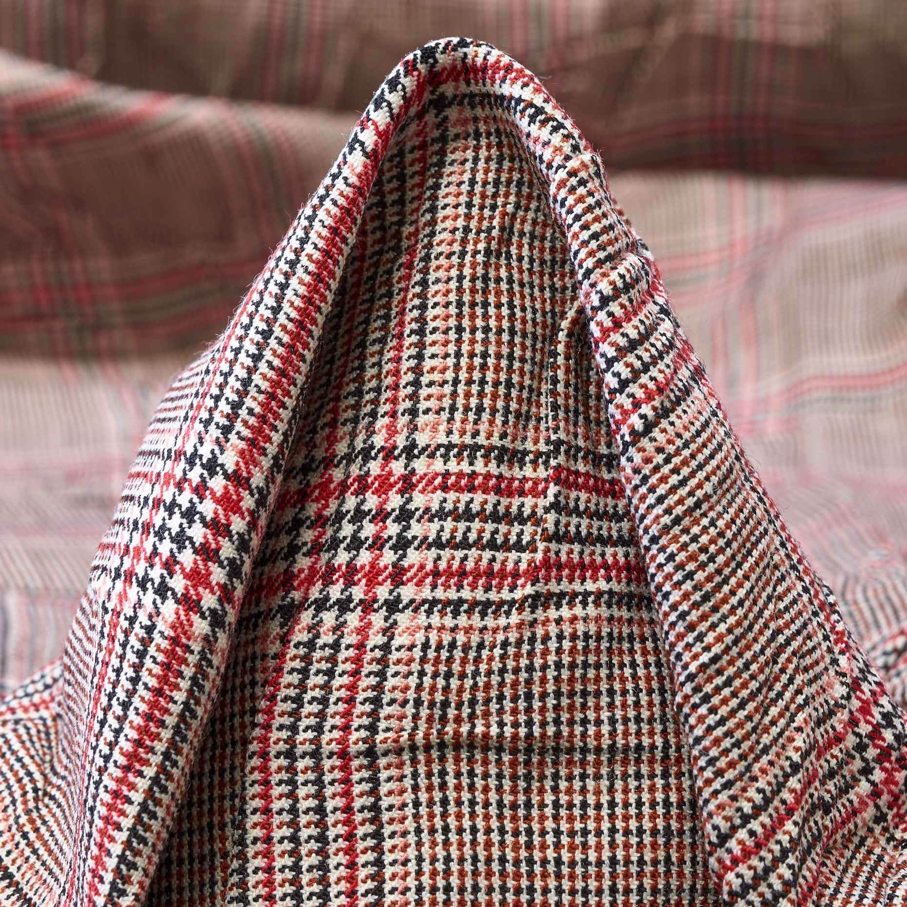 CRASH, VIRGIN WOOL, CHECK, WHITE ONYX&MARSALA