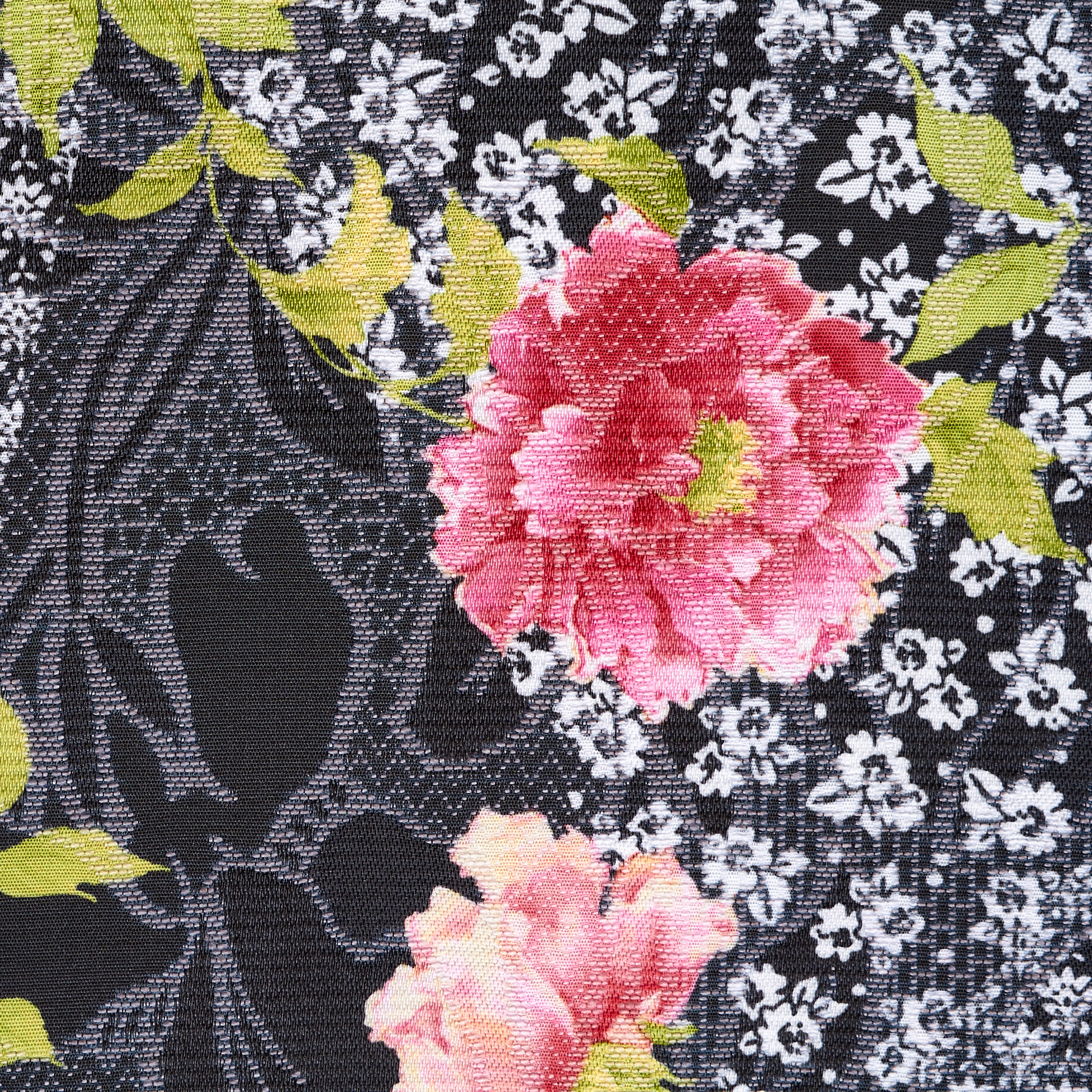 JACQUARD, COTTON BLEND, FLORAL, RASPBERRY&SNOW WHITE (F000049601) - Texture