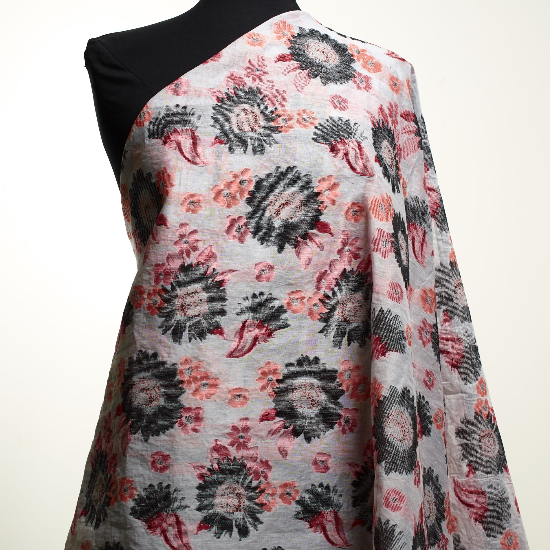 Fil Coupé, Organza, Floral, Papaya&Lipstick (F000031603) - Mannequin