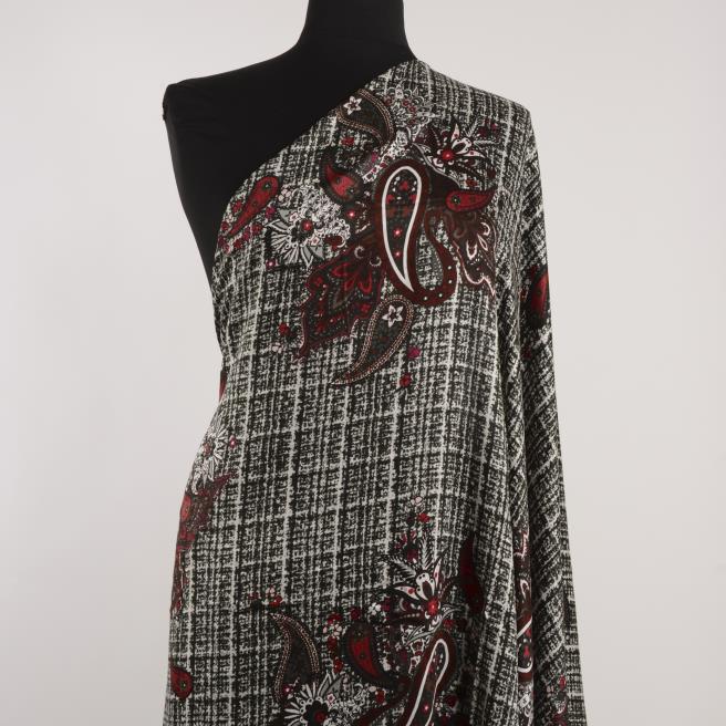 Wiskoza, Drukowane, Savvy Red&Raven Black (F000030852) - Manekin