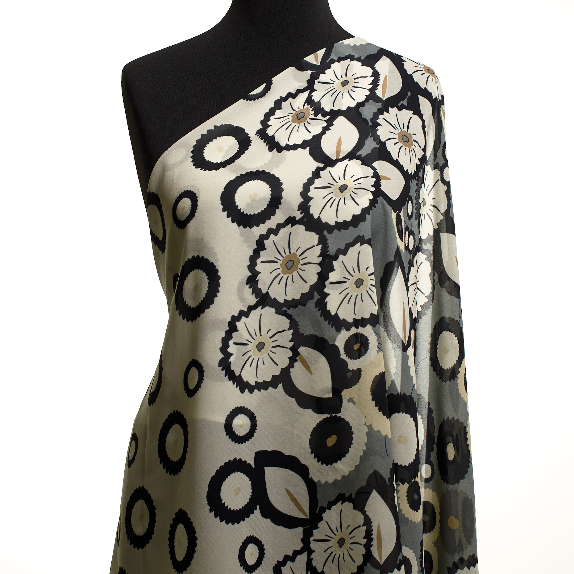 CHIFFON, VISCOSE, PRINTED, GULL GRAY&JET BLACK (F000049140) - Mannequin