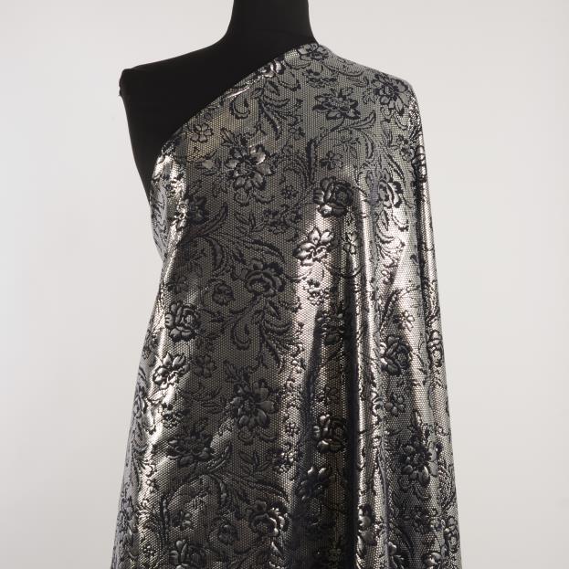 TECHNO STRETCH, FLORAL, SHIMMERING, JET BLACK&SILVER (AQ000086) - Mannequin
