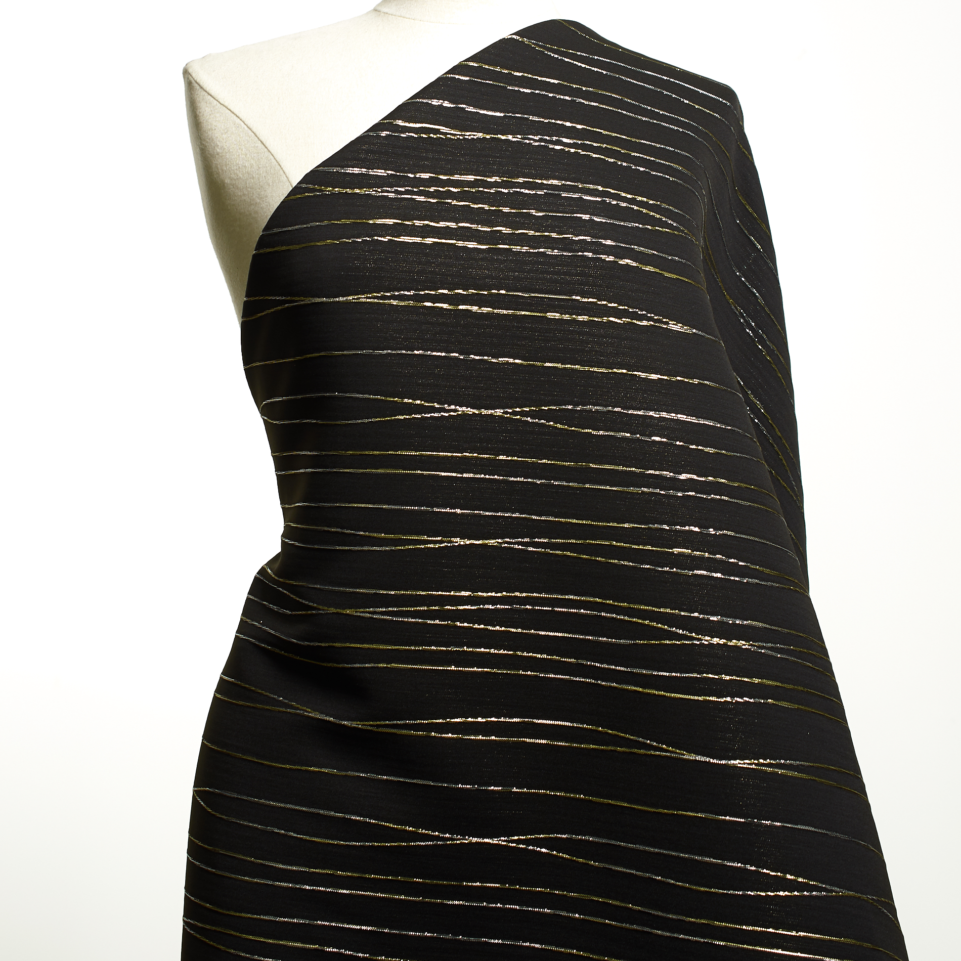Lurex, Mieszanka wiskozy, Metaliczny, Raven Black&Pale Gold (F000033309) - Manekin
