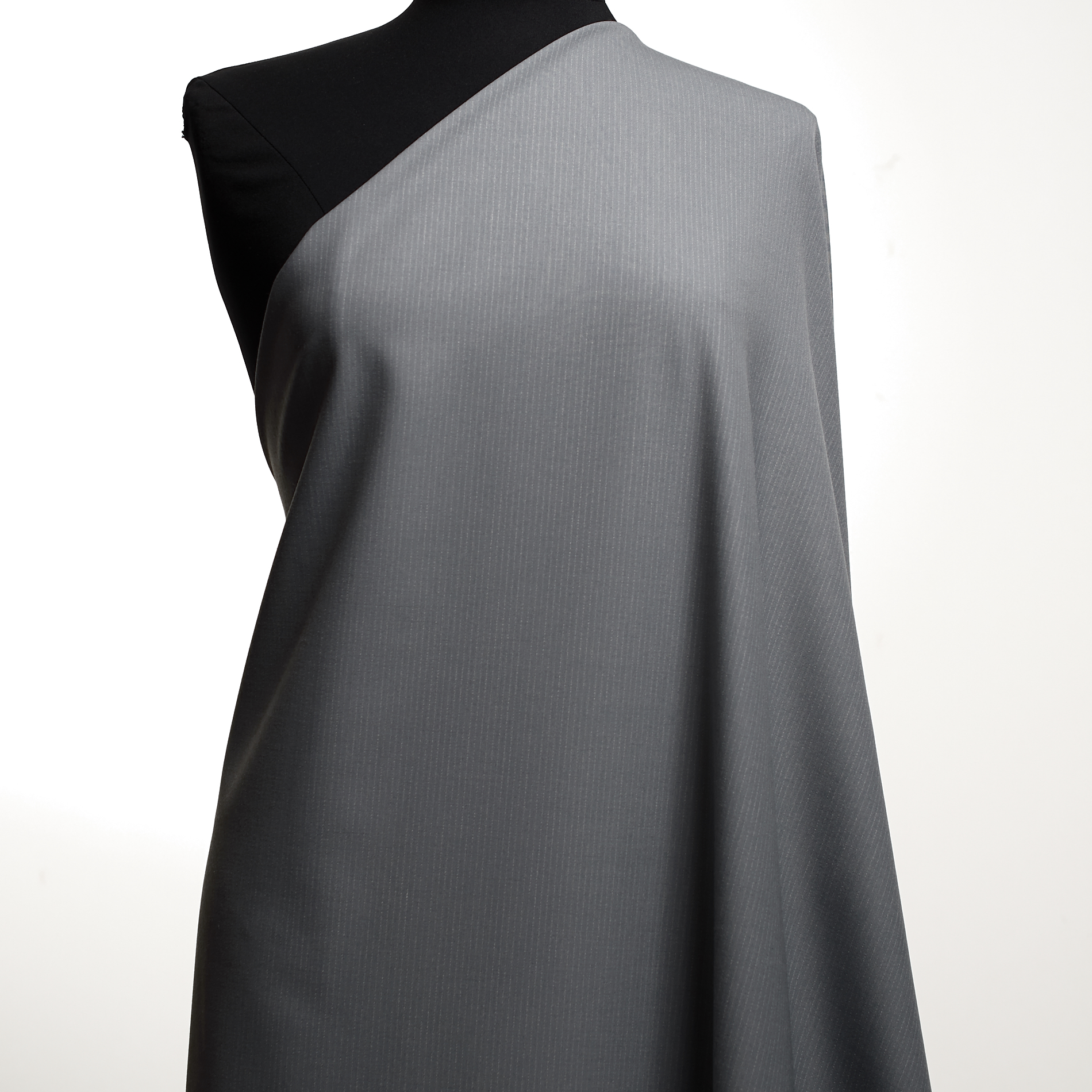 WOOL BLEND, STRIPES, MELANGE, SILVER BLUE (F000035369) - Mannequin