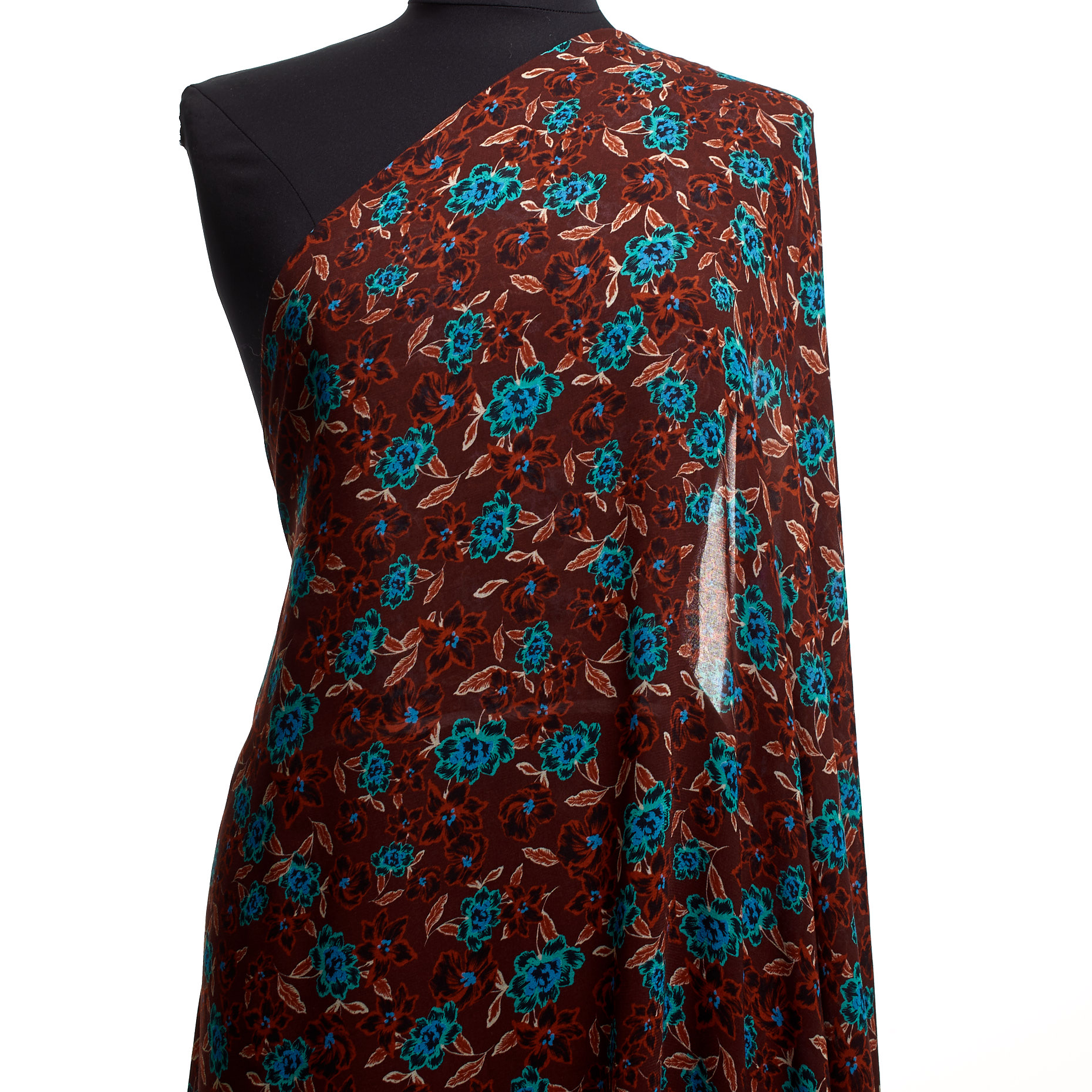 Voile, Viscose , Floral, Ruby Wine (F000040416) - Mannequin