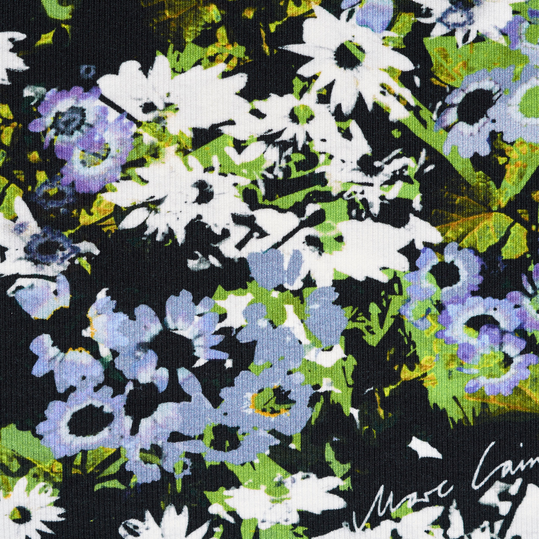 Rippjersey, Bedruckt, Floral, Grasshopper&Cornflower (F000042757) - Gewebe