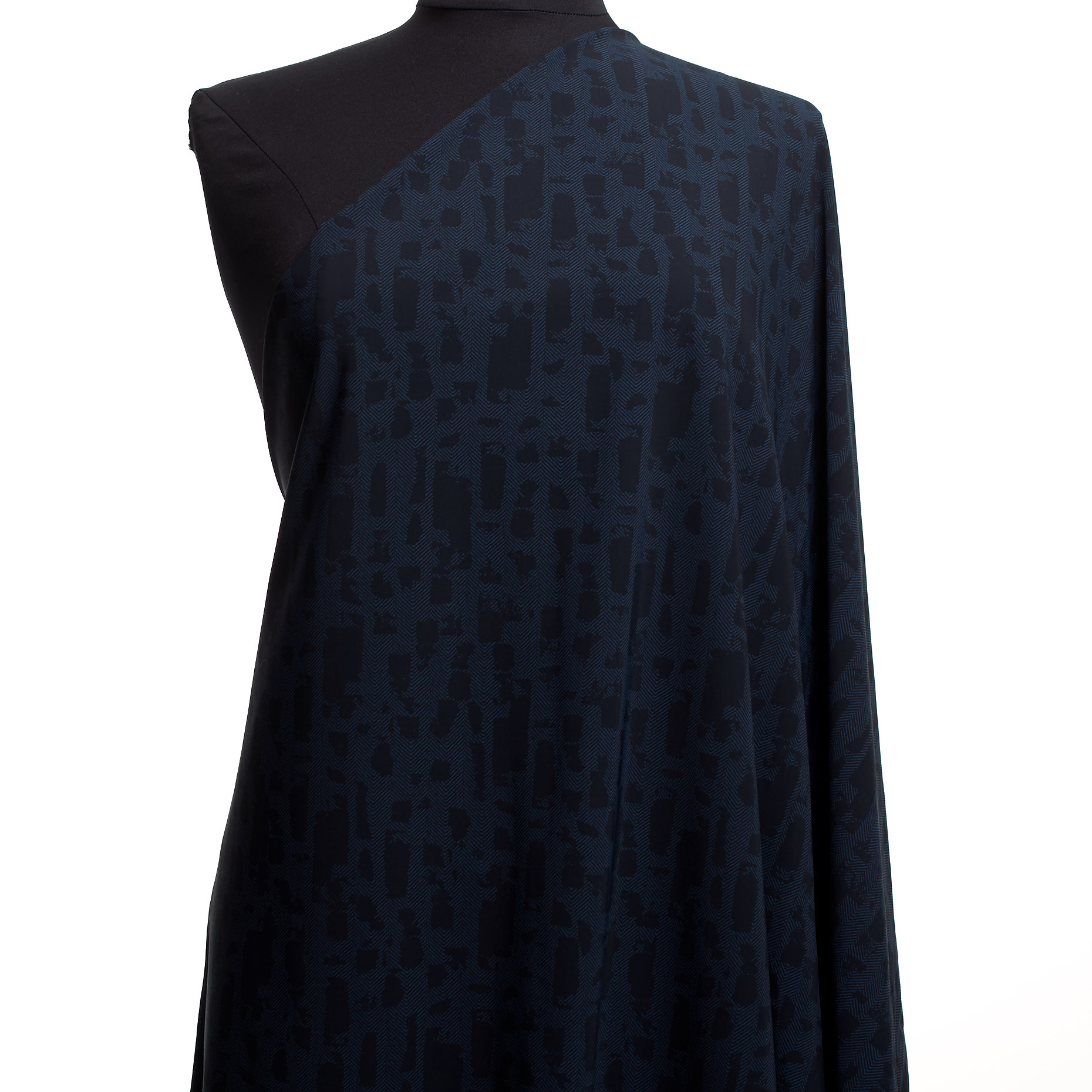 Techno Jersey, Bedruckt, Hohe Elastizität , Blue Indigo&Raven Black (F000041445) - Schaufensterpuppe