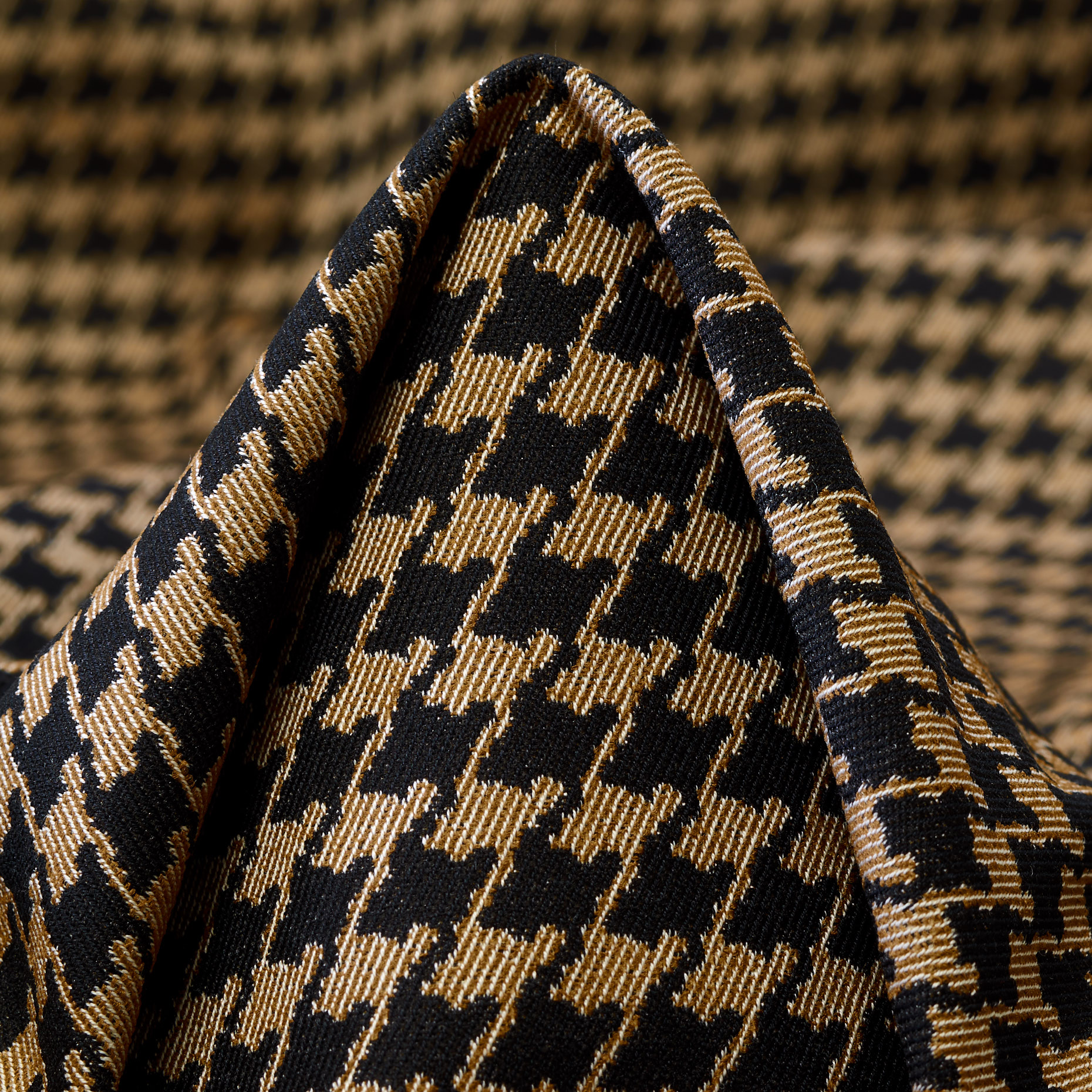 Jacquard, Coton, Pied de Poule, Raven Black&Tobacco Brown (F000043739)