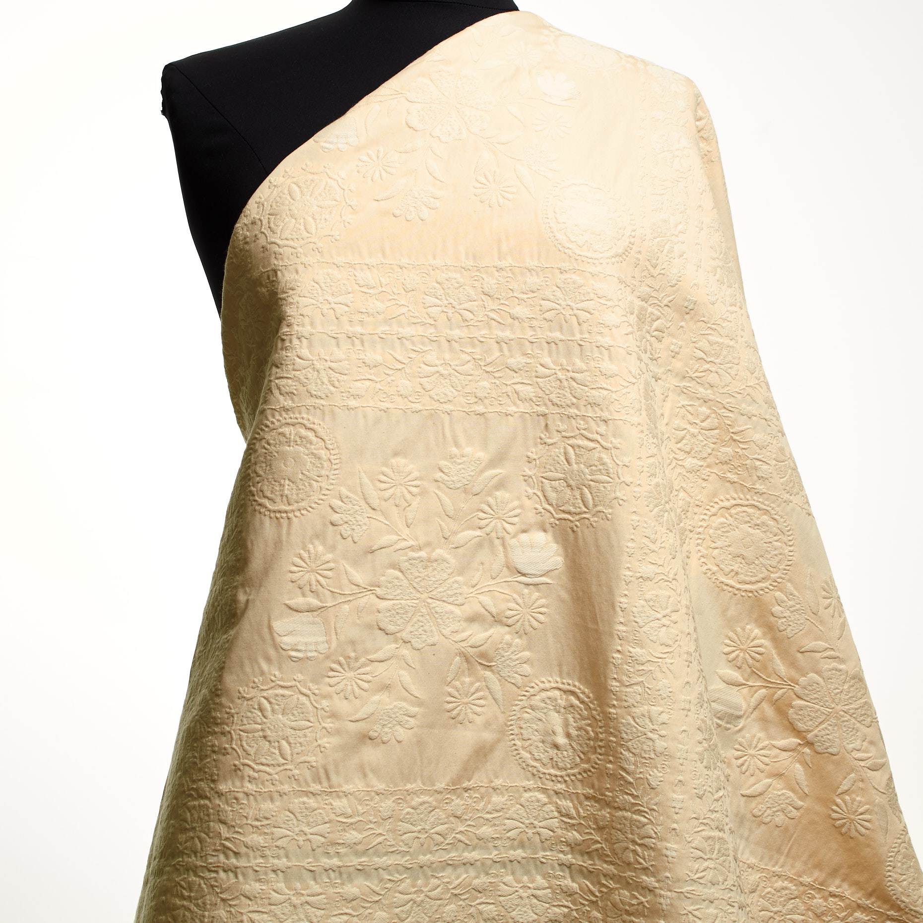 Żakard, Bawełna, Kwiatowy, Antique White (P000003020) - Manekin