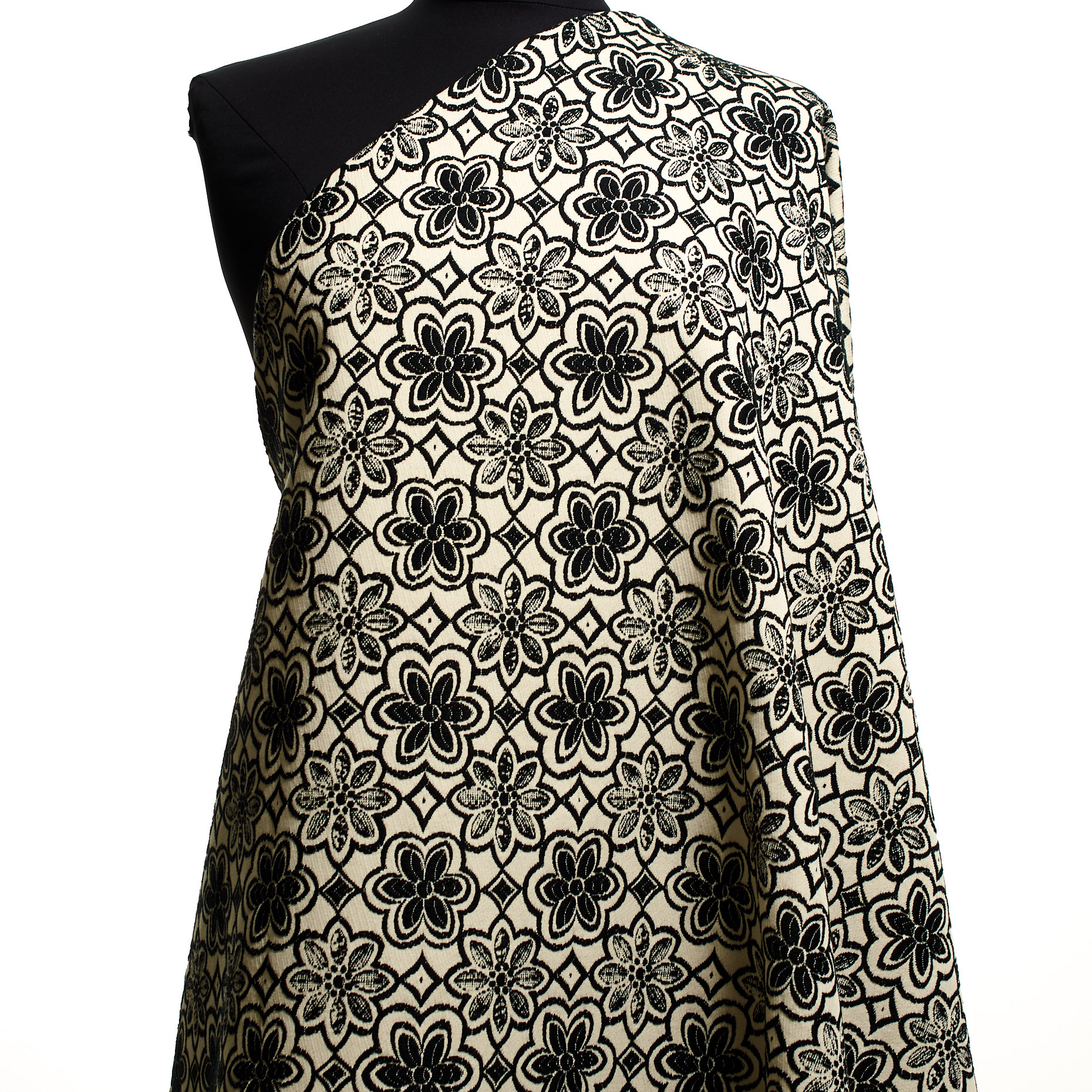 Jacquard, Baumwolle Mix, Floral, Antique White&Raven Black (P000002950) - Schaufensterpuppe