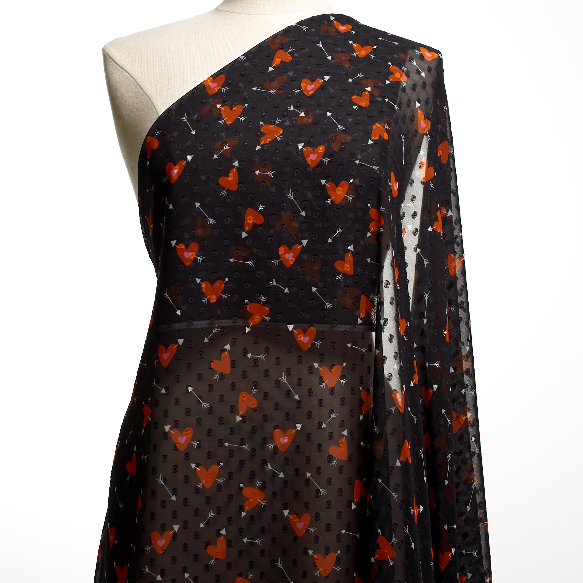 Chifón, Fil Coupé, Estampado, Red Alert&Raven Black (F000041395) - Maniquí