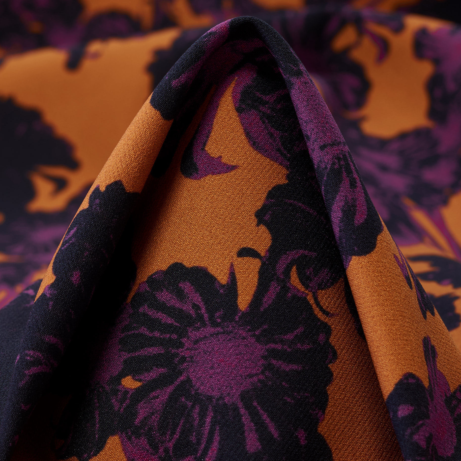 Техно Стрейч, Принт, Цветы, Burnt Orange&Ultra Violet (F000043884)
