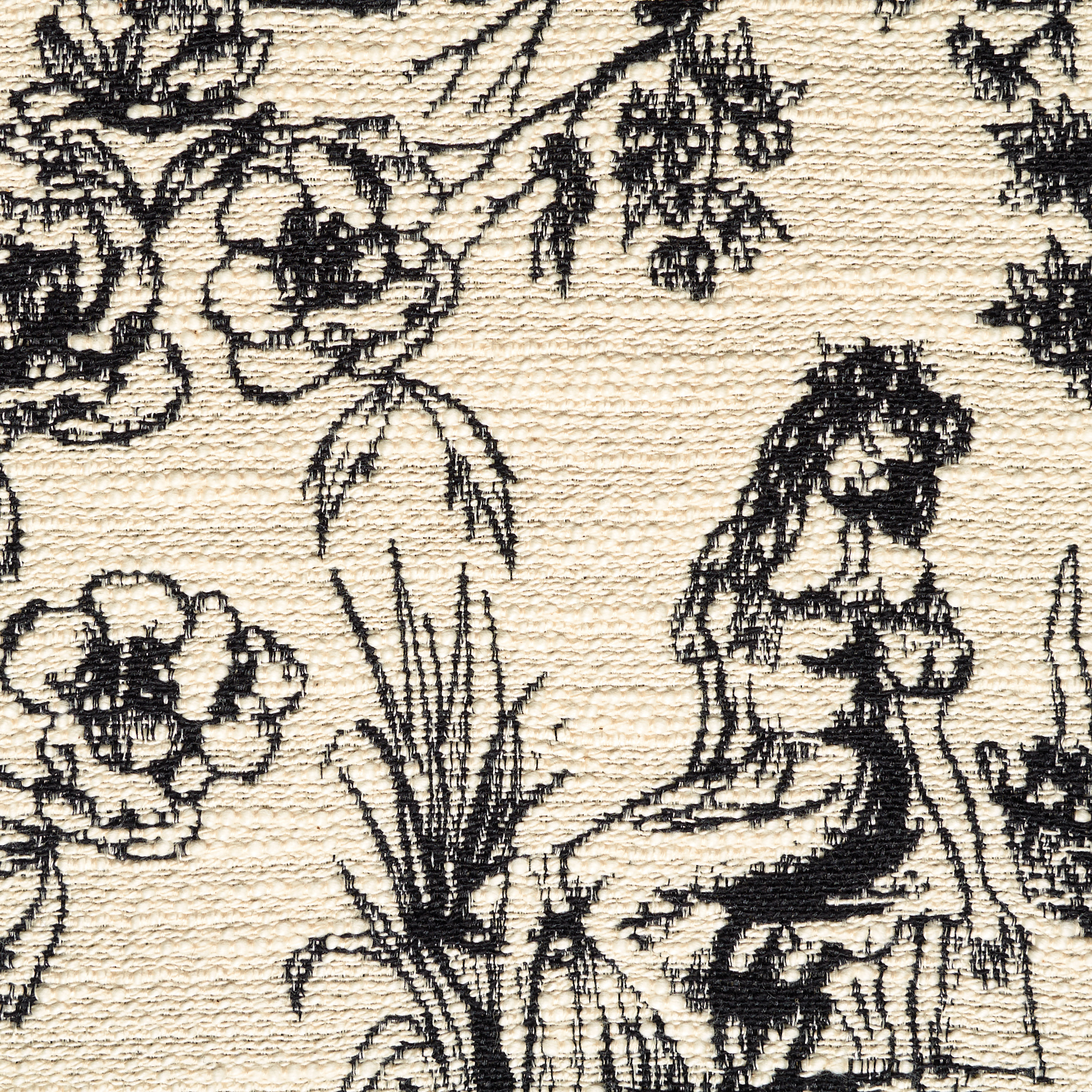 JACQUARD, COTTON, TOILE DE JOUY, SNOW WHITE&RAVEN BLACK (P000004460) - Texture