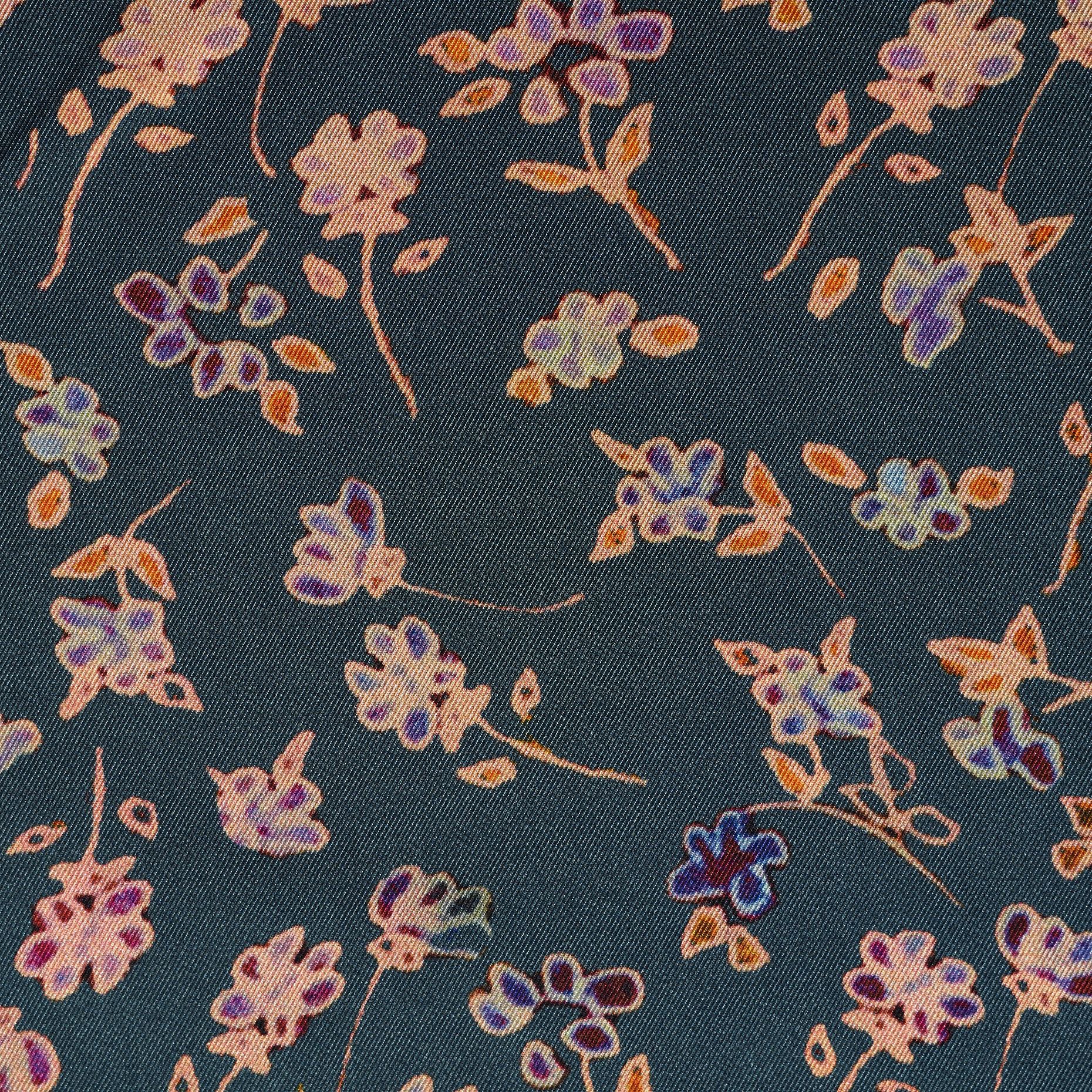 Satyna, Drukowane, Kwiatowy, Saxony Blue (F000040050) - Tkana