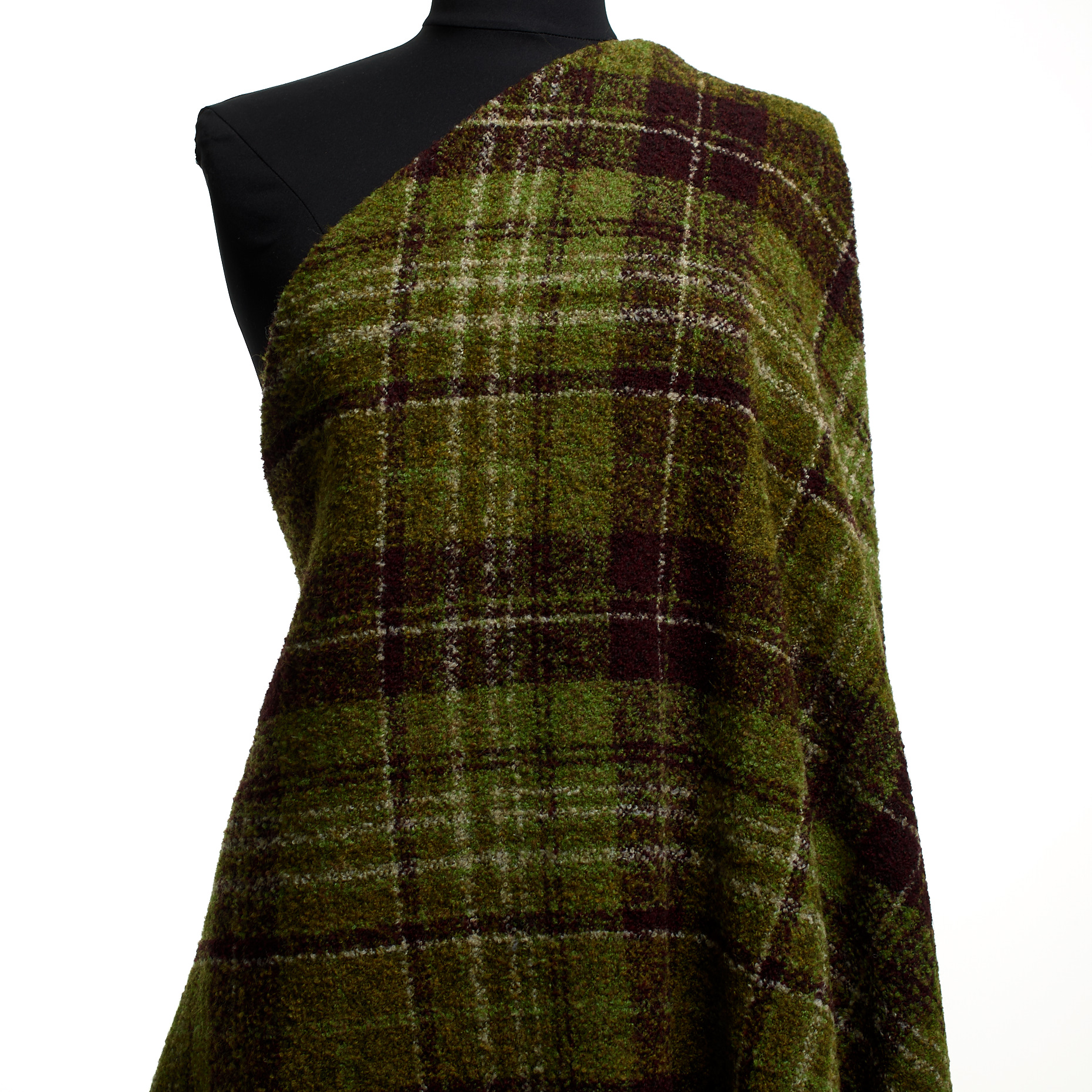 BOUCLÉ, WOOL BLEND, CHECK, SAGE&COCOA BROWN (F000047545) - Mannequin