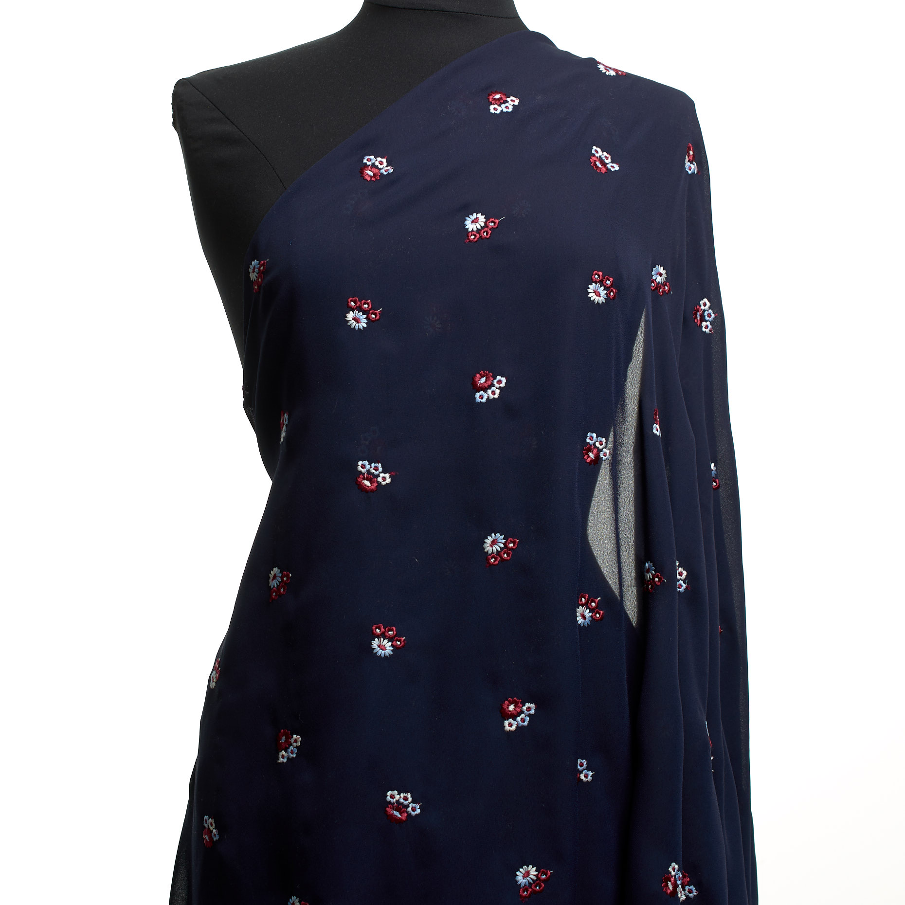 Crêpe De Chine, Ricamato, Floreale, Savvy Red&Parisian Night (F000003910) - Manichino