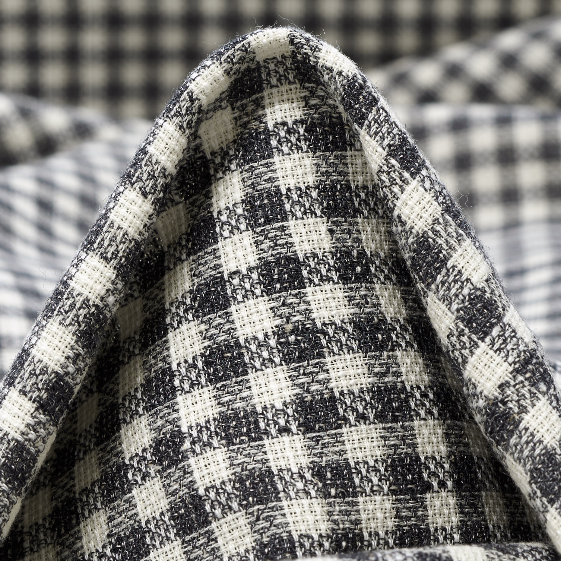 VIRGIN WOOL, CHECK, SNOW WHITE&STEEL GRAY (F000042464)