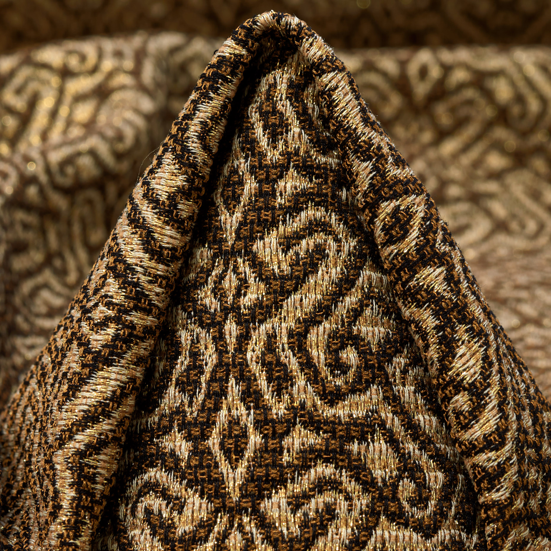JACQUARD, COTTON, LUREX, GILDED BEIGE&COCOA