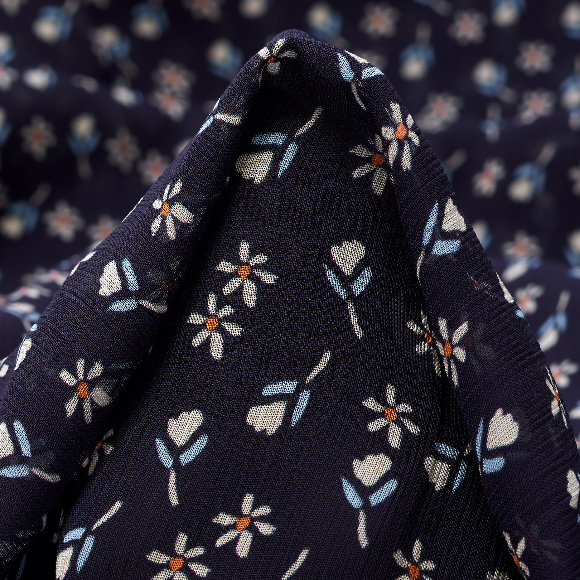 Шифон, Цветы, Прозрачная, Medieval Blue&Snow White (F000041426)