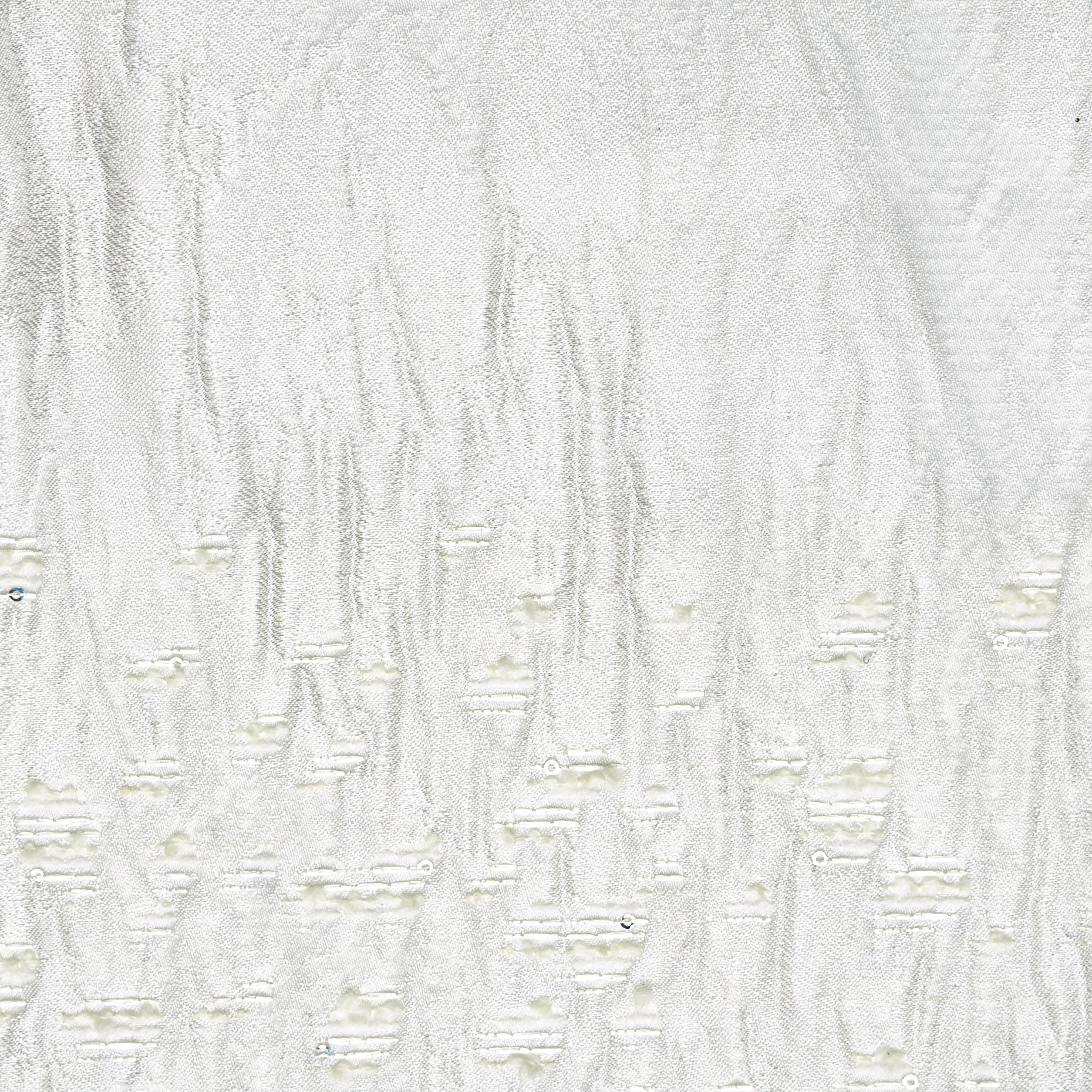 Jacquard, Faltig, Schimmernd, Lucent White (F000048605) - Gewebe