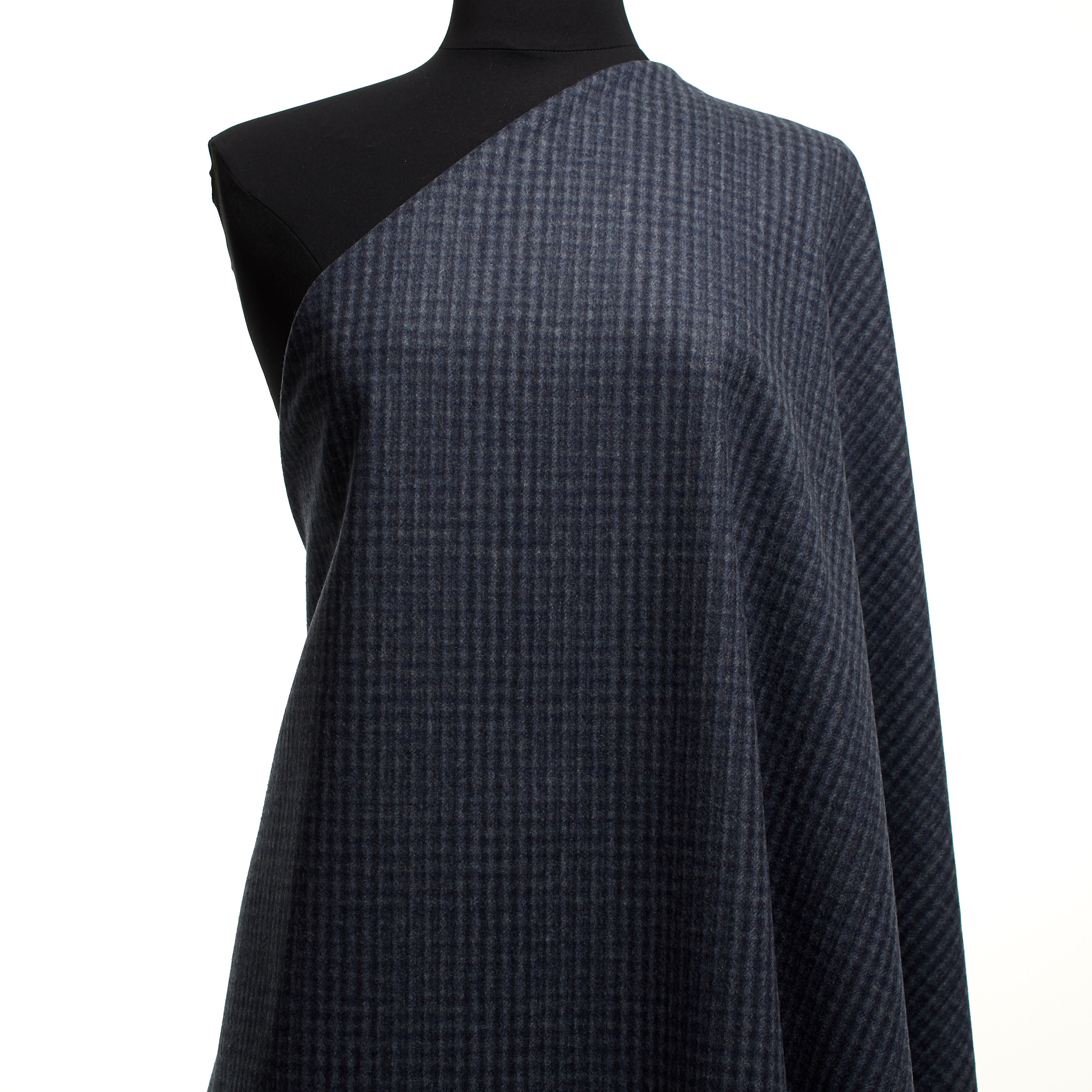 BOILED WOOL, CHECK, BLUE INDIGO (F000047475) - Mannequin