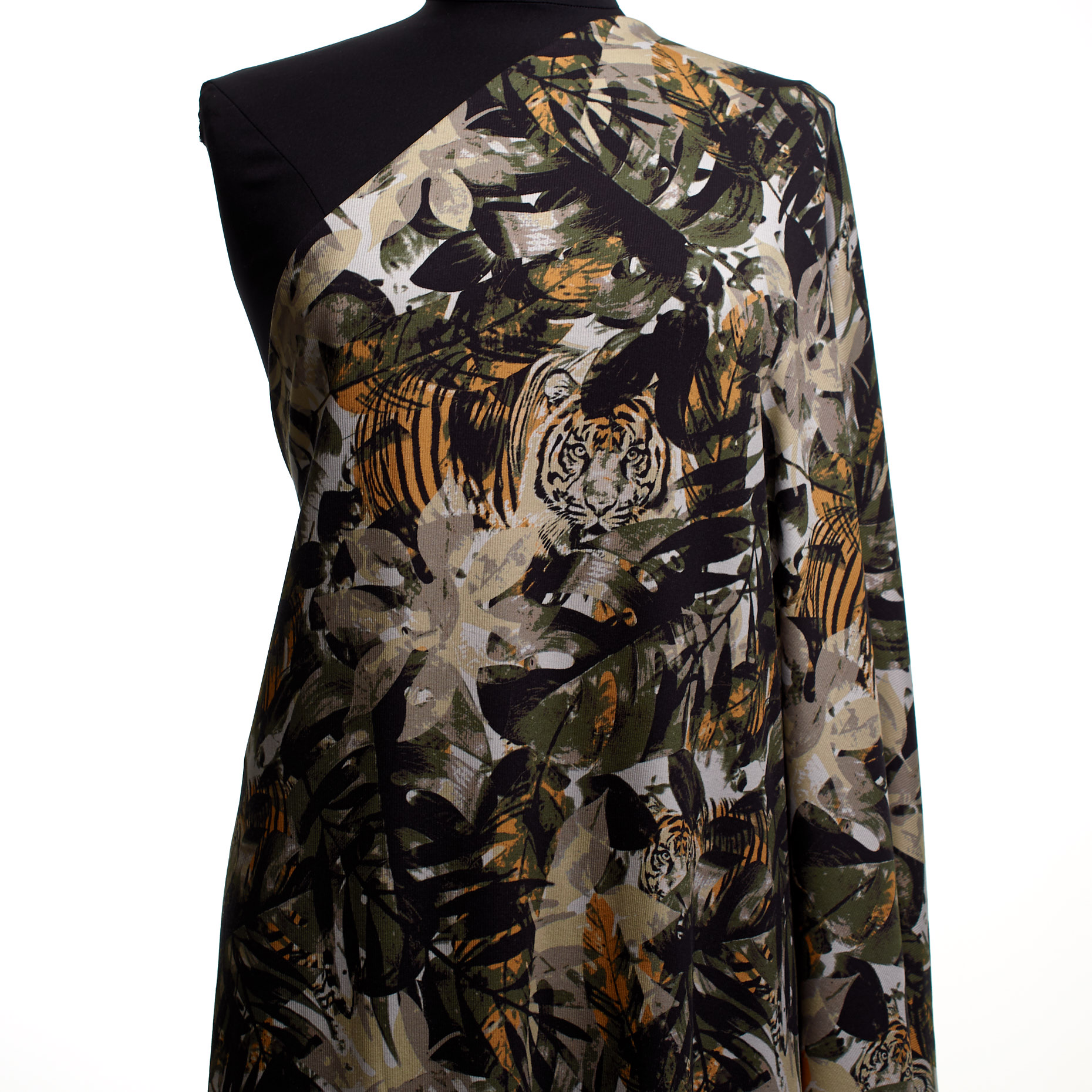 Jersey Acanalado, Algodón, Estampado, Four Leaf Clover&Orange Jam (F000042848) - Maniquí