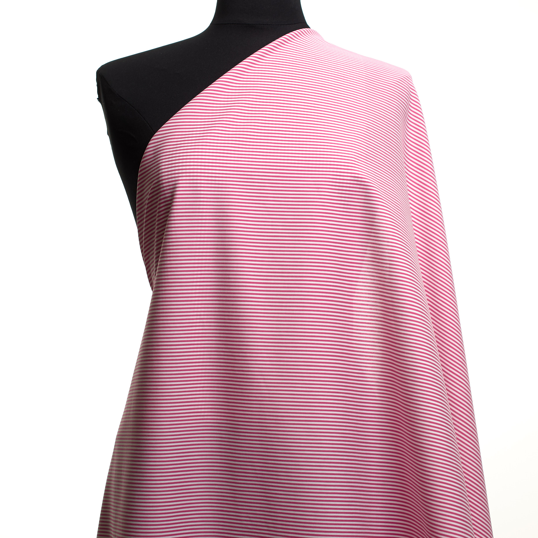 Popeline, Cotone Elastico, Rigato, Raspberry (F000029256) - Manichino