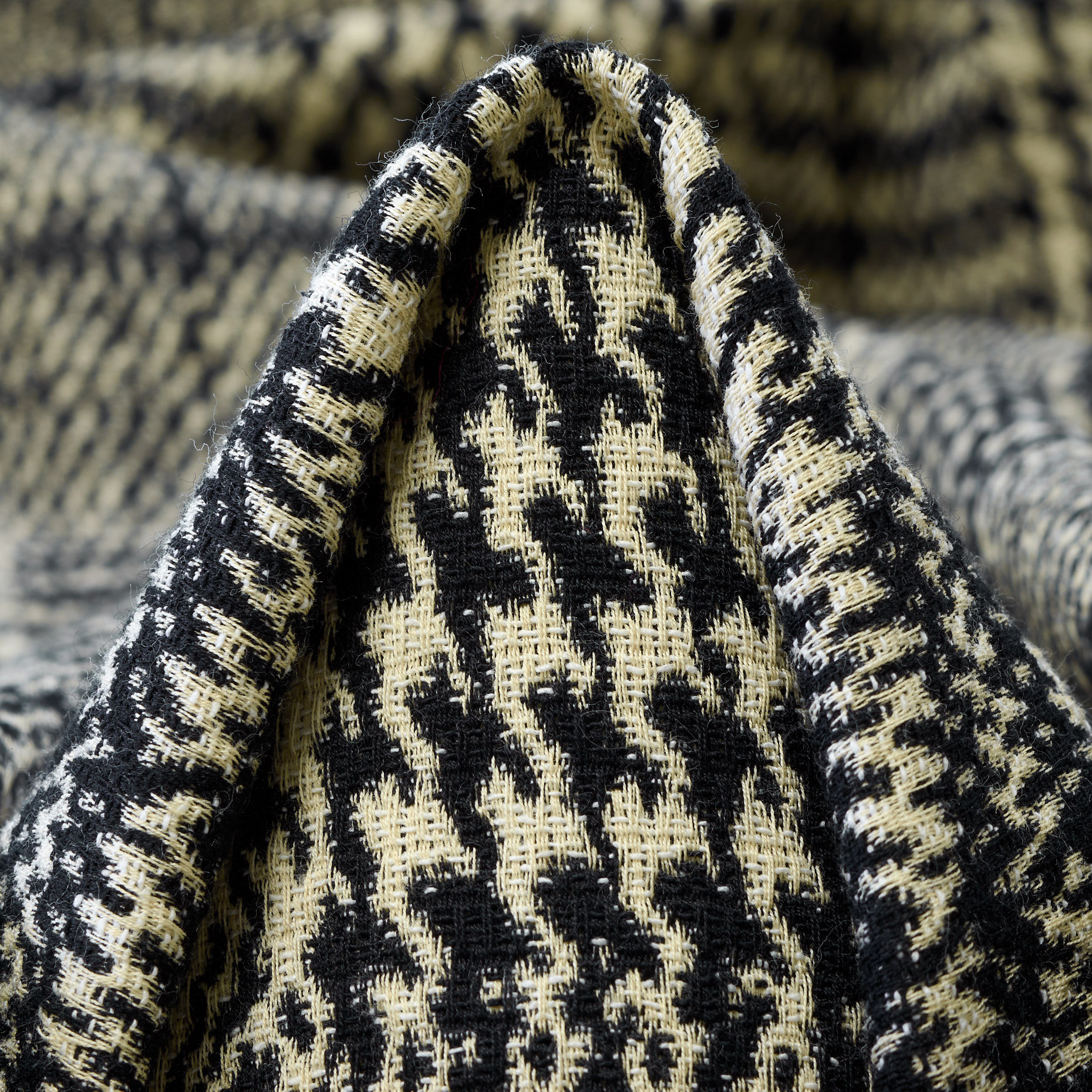 Jacquard, Cotone Elastico, Vanilla Ice&Raven Black (F000044066)