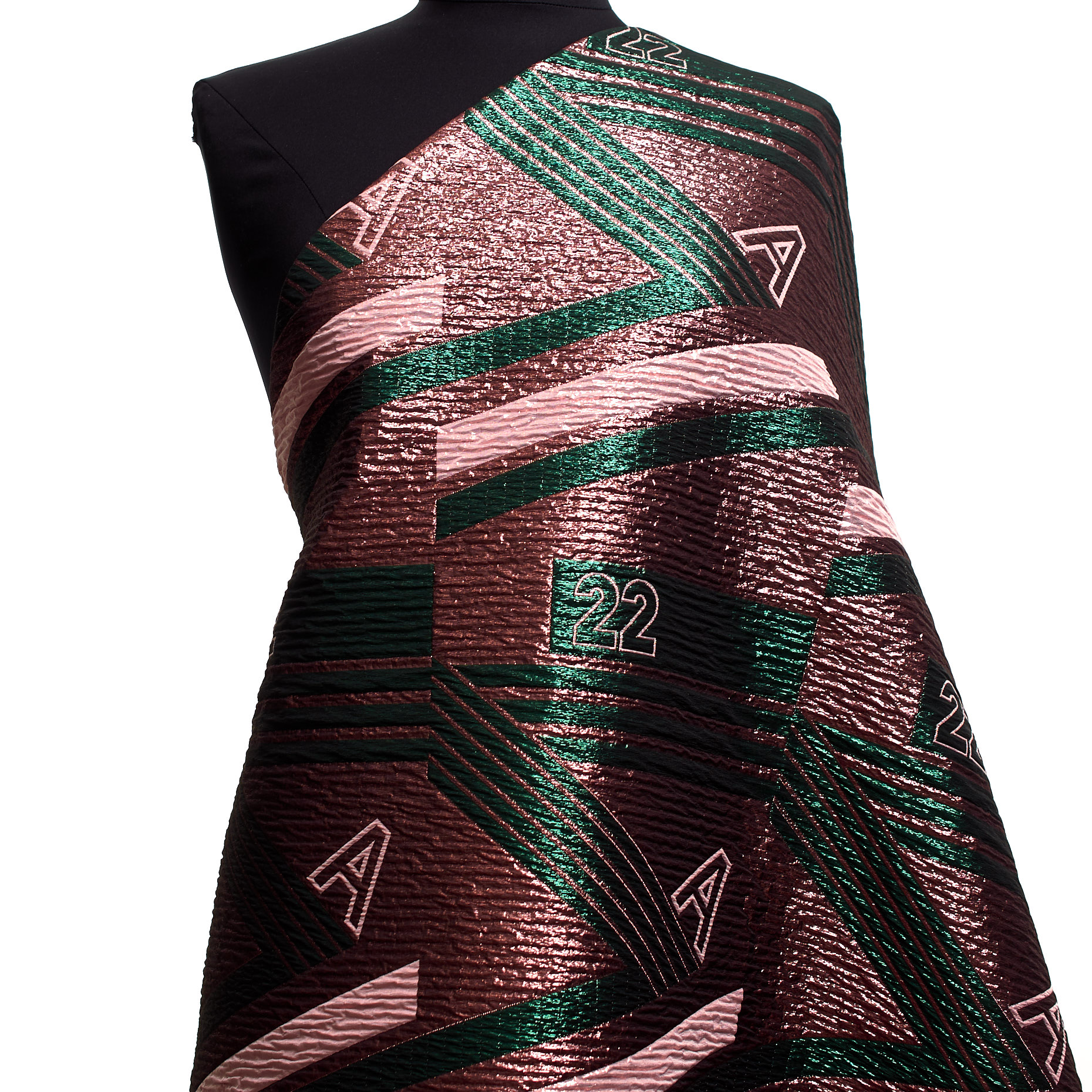 JACQUARD, LUREX, SHIMMERING, VINTAGE ROSE&CADMIUM GREEN (F000043225) - Mannequin