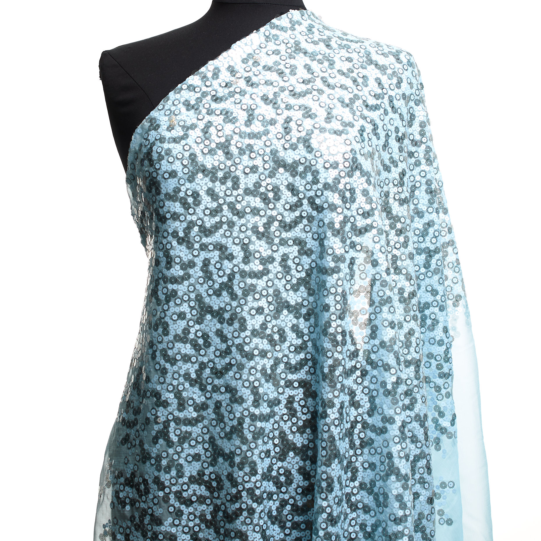 Pailletten, Seide, Chiffon, Pearl Blue (F000037460) - Schaufensterpuppe