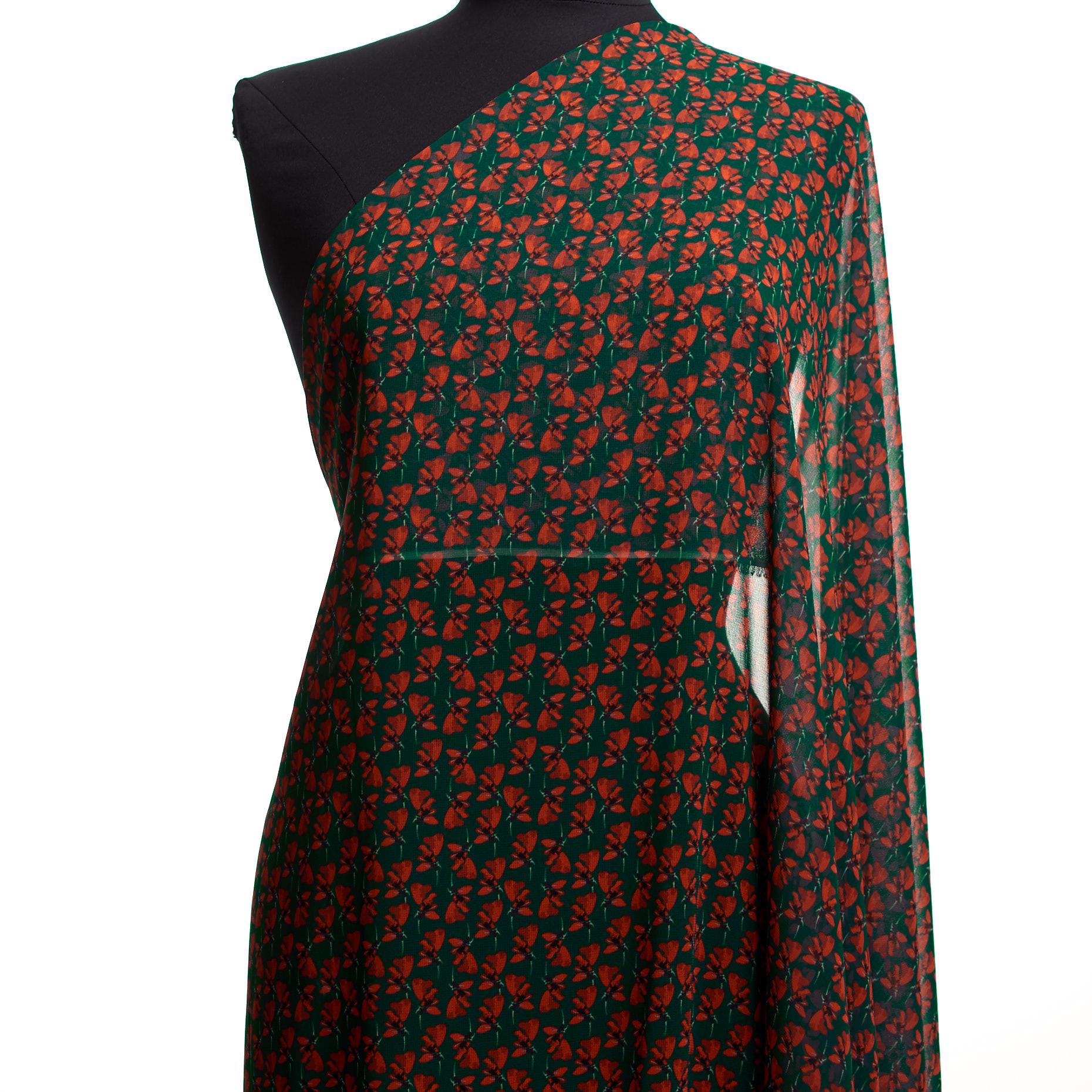 Krepa, Kwiatowy, Przezroczysty, Cherry Tomato&Pacific (F000041249) - Manekin