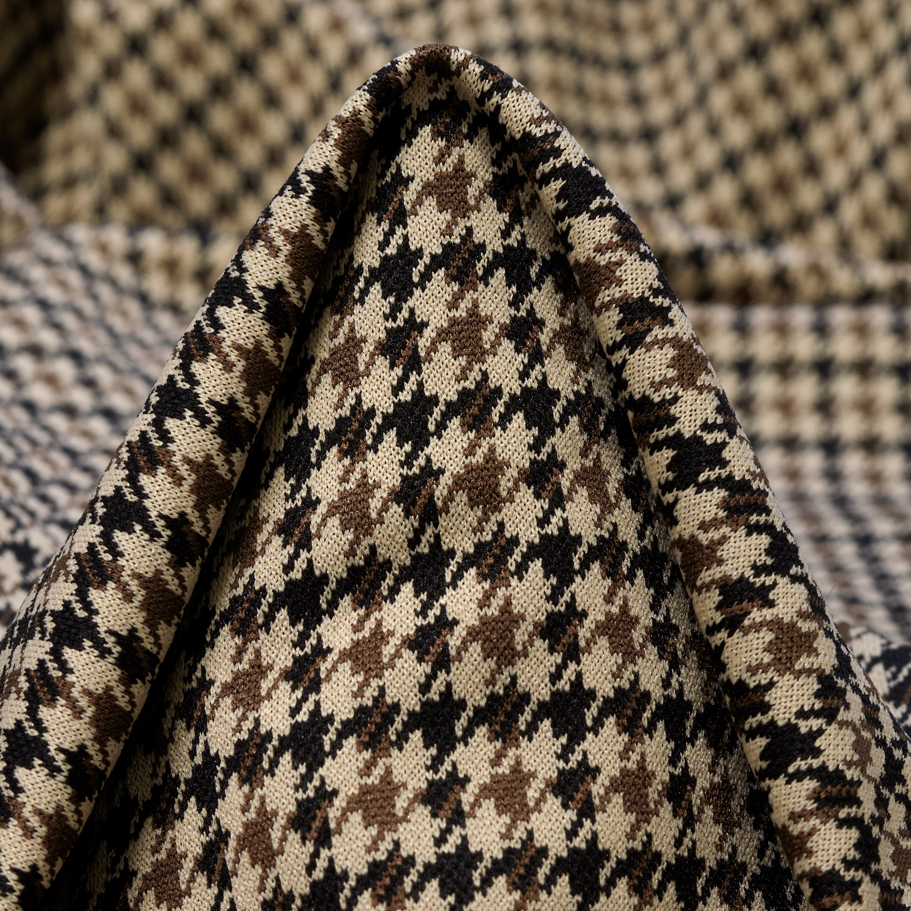 JERSEY, JACQUARD, HOUNDSTOOTH, OYSTER GRAY&DARK OLIVE (F000043958)