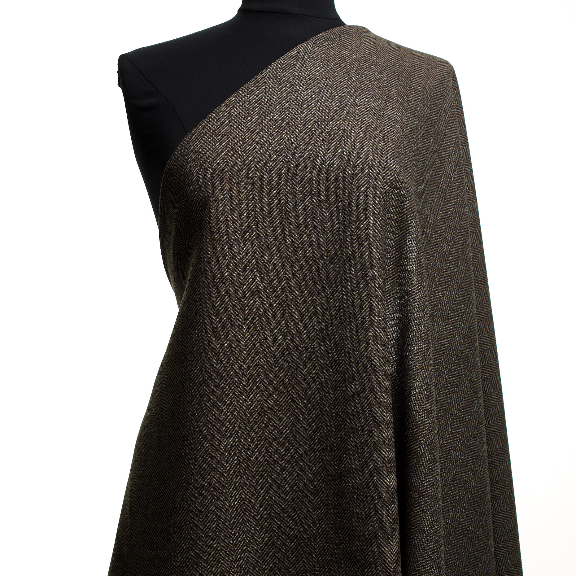 HERRINGBONE, COTTON, VIRGIN WOOL, CAPPUCCINO&RAVEN BLACK (F000044489) - Mannequin