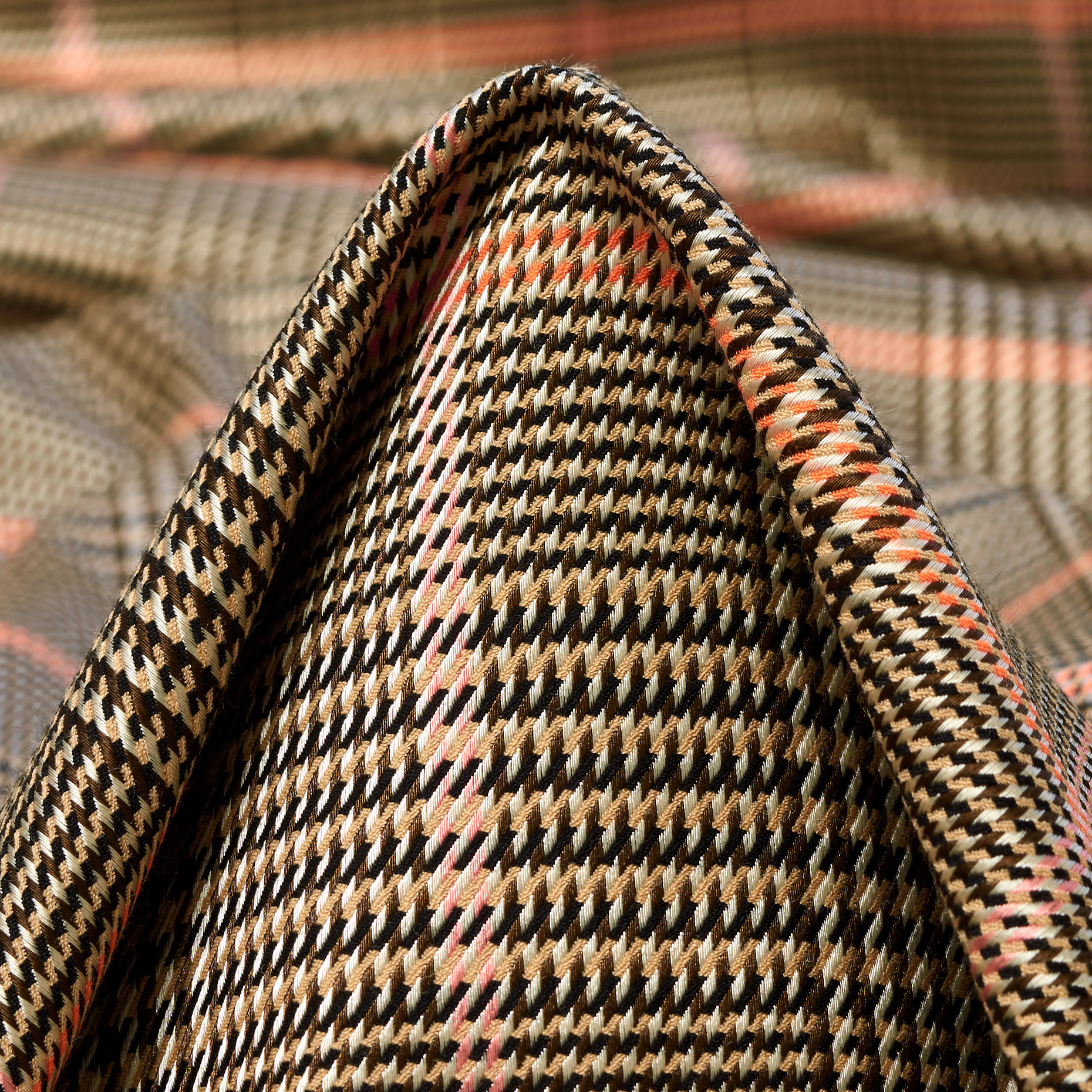 VISCOSE BLEND, GLENCHECK, ELASTIC, TIRAMISU&PERSIMMON (F000043239)