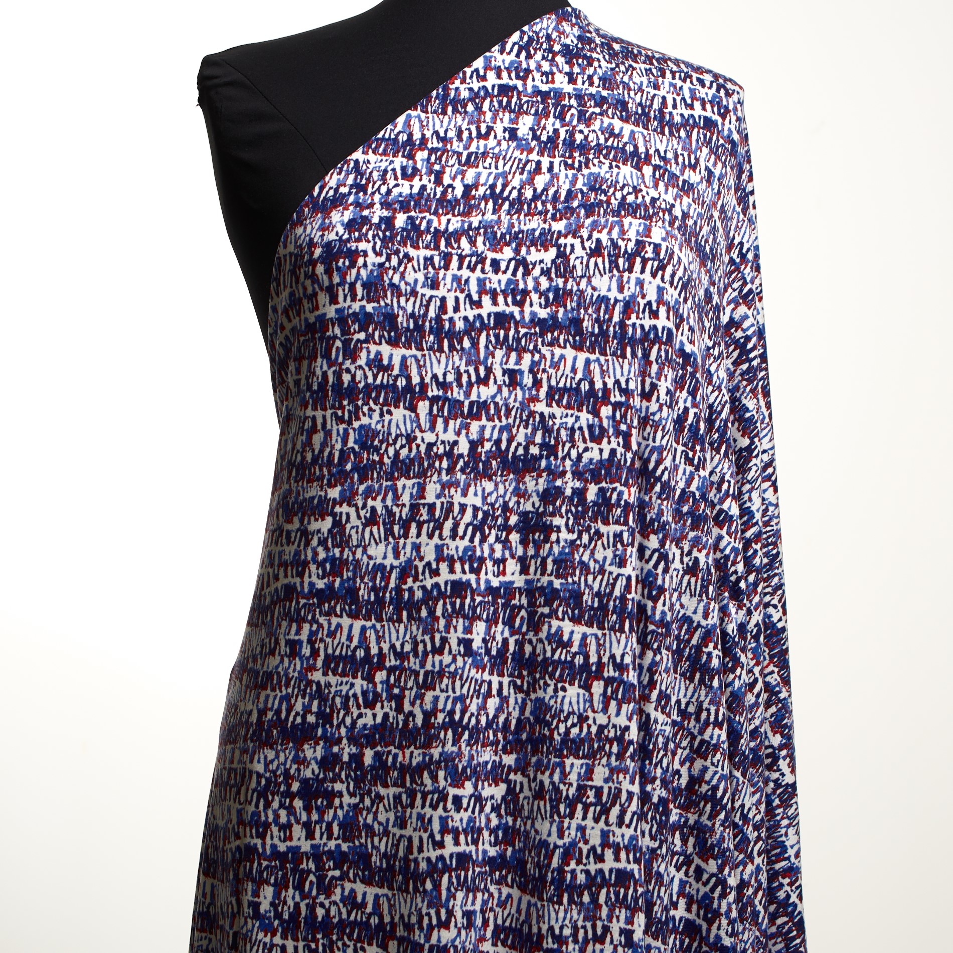 Single Jersey, Viscosa, Estampado, Cherry Tomato&Indigo (F000032476) - Maniquí