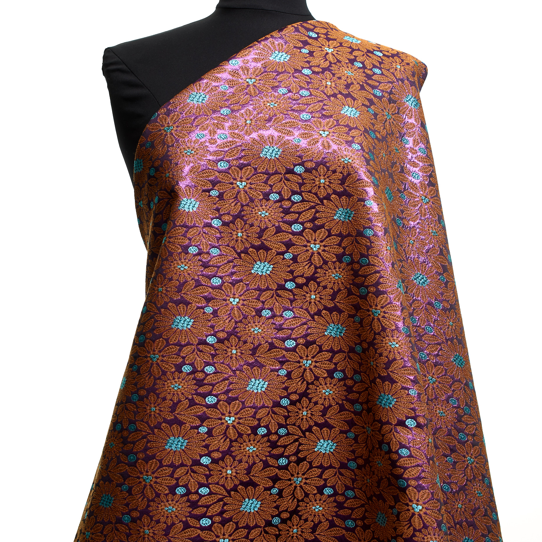 Жаккард , Люрекс, Цветы, Crystal Seas&Pumpkin Spice (P000003600) - Манекен