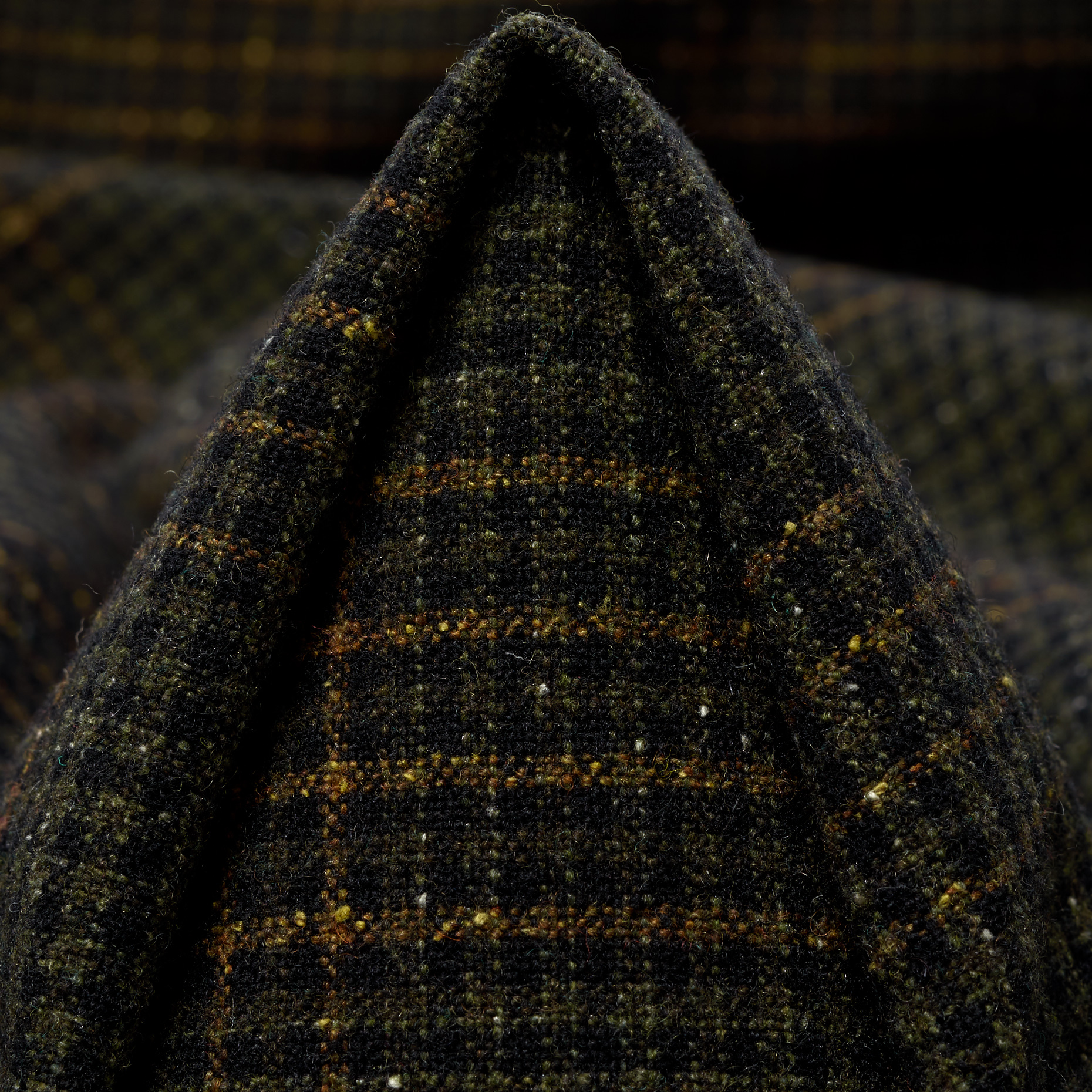 WOOL, SILK BLEND, CHECK, COVERT GREEN&BISTRE