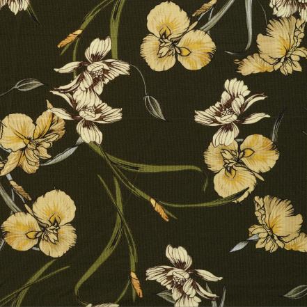 Jersey, Viscose , Floral, Sunlight&Deep Forest (F000028650) - Tissage